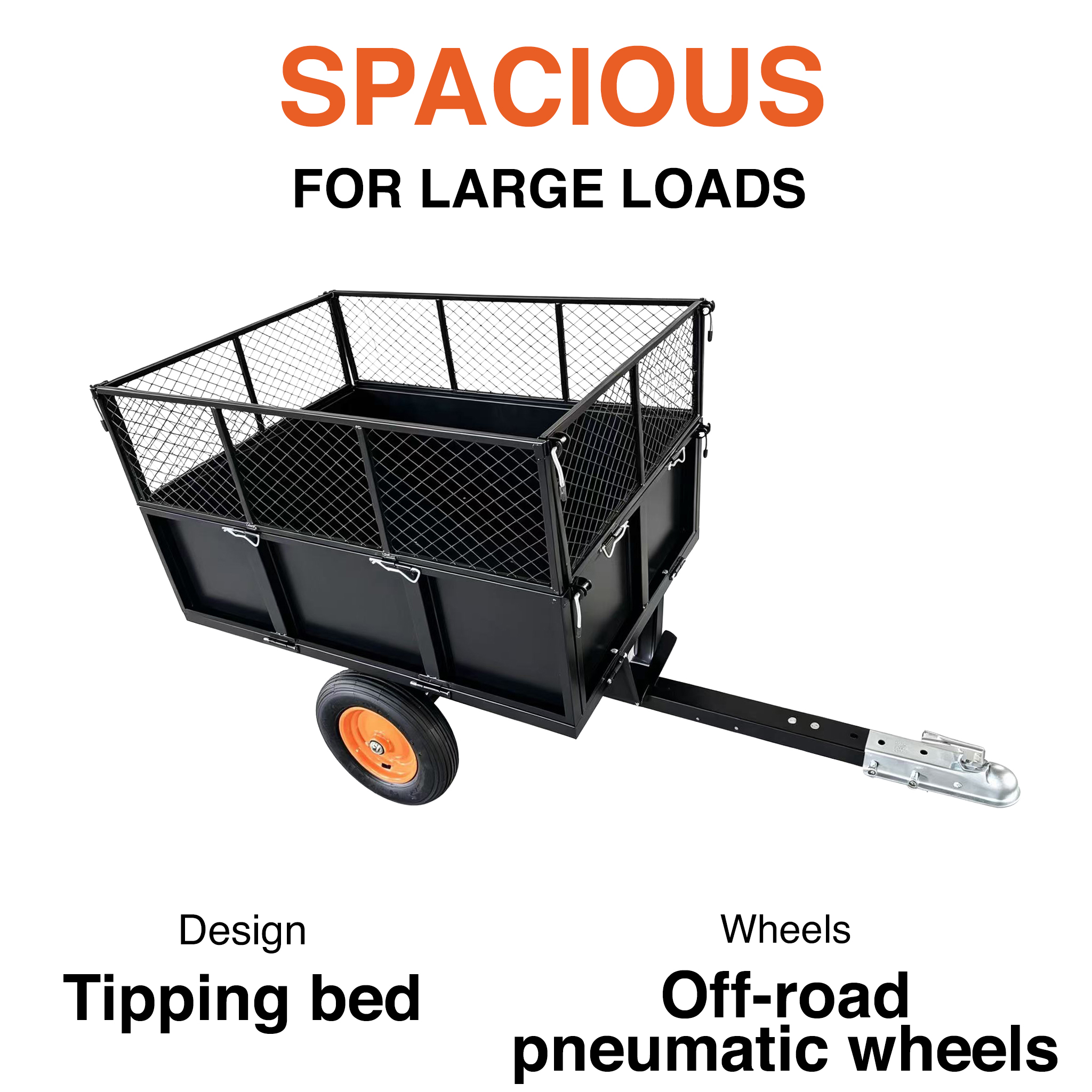 Fornorth ATV Trailer with Tipper, 153x76x110cm