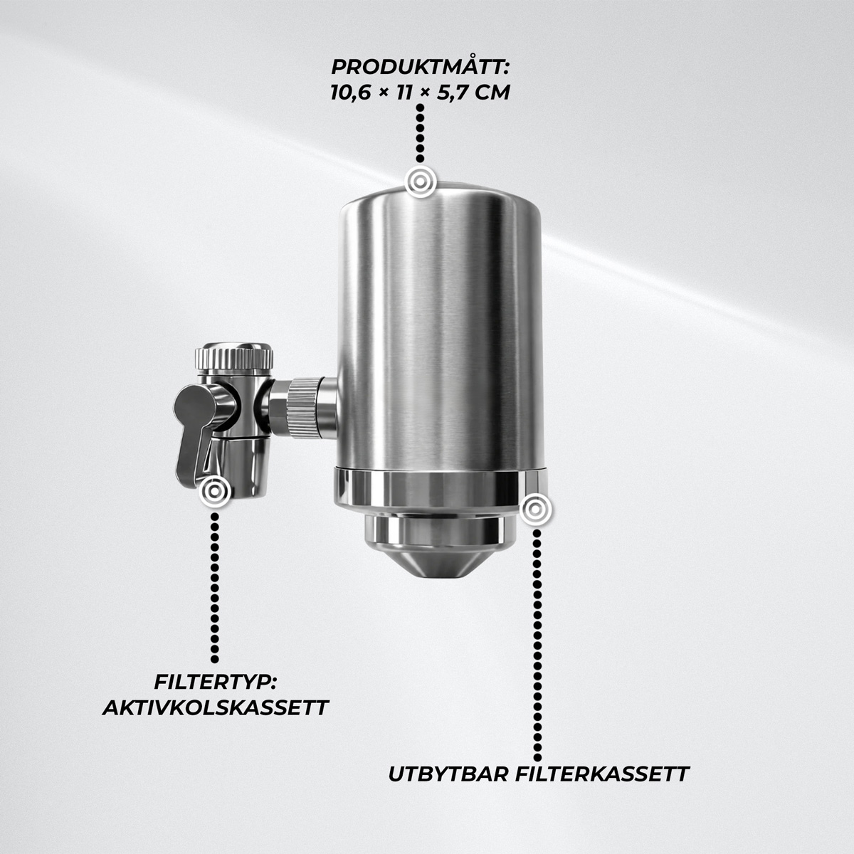 Lykke vattenfilter till kran, Silver