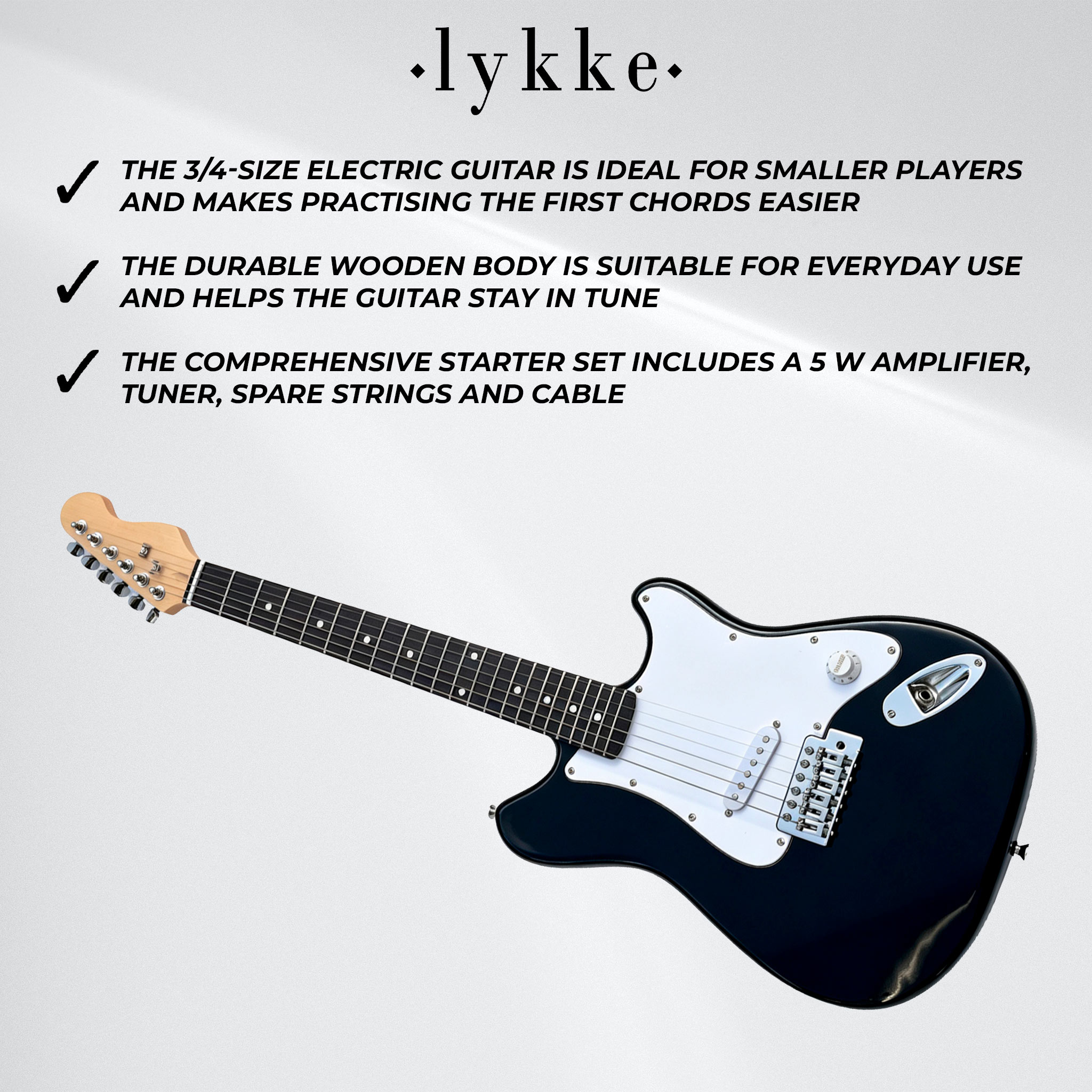 Lykke Electric Guitar Set Melody, size 3/4, 36", 5 W amplifier