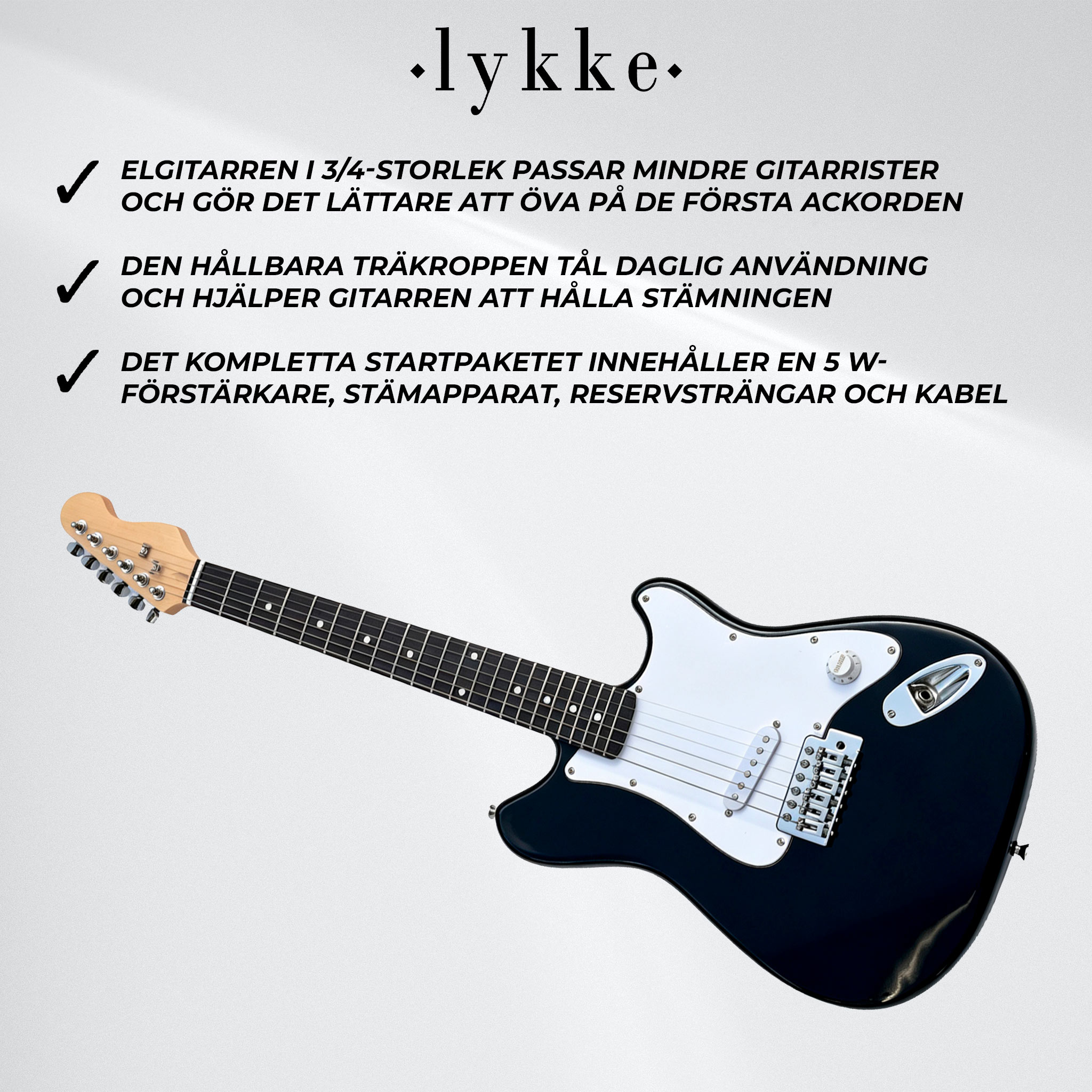 Lykke Elgitarrset Melody, storlek 3/4, 36", 5 W förstärkare