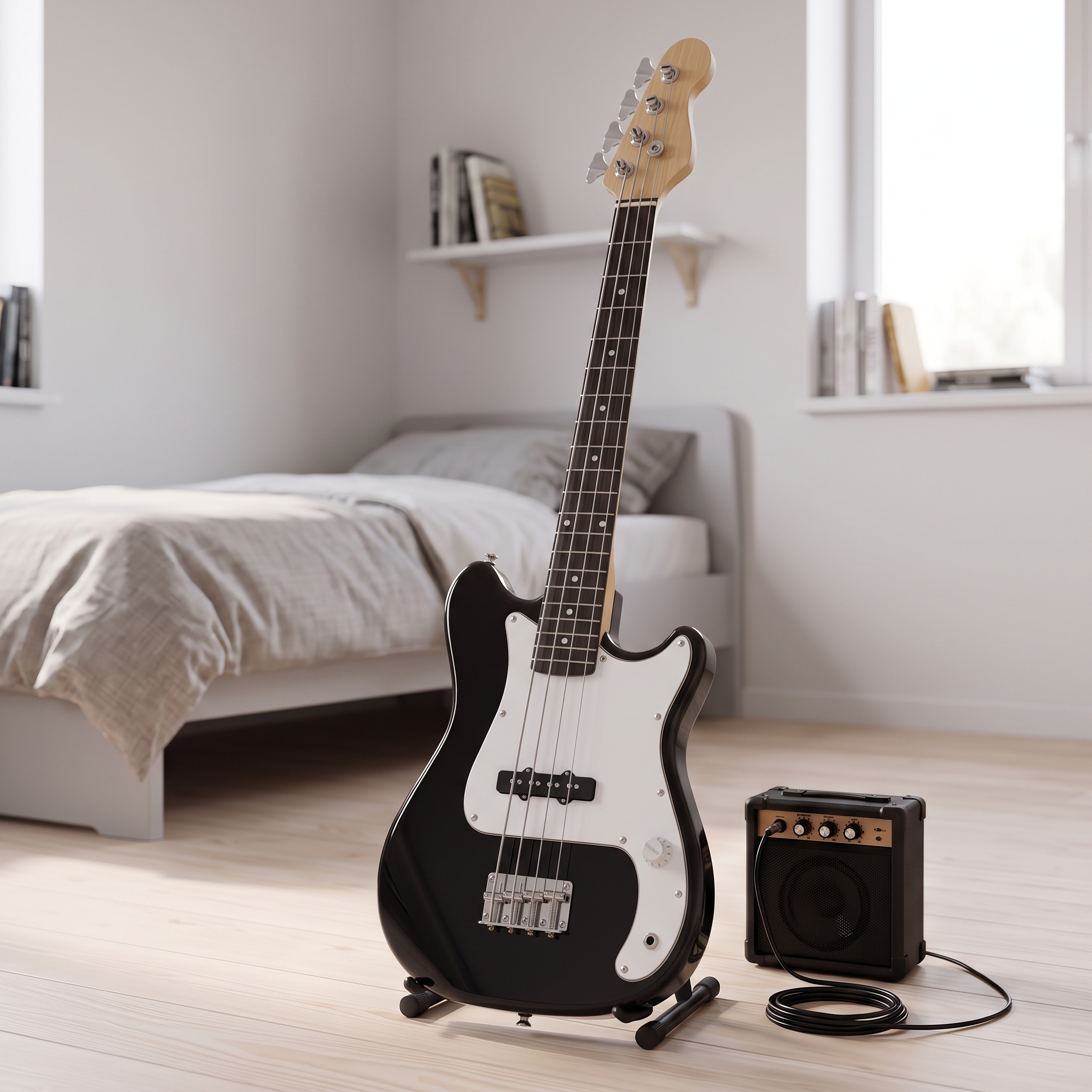 Lykke Elbasgitarrset Harmony, storlek 3/4, 36", 5 W förstärkare