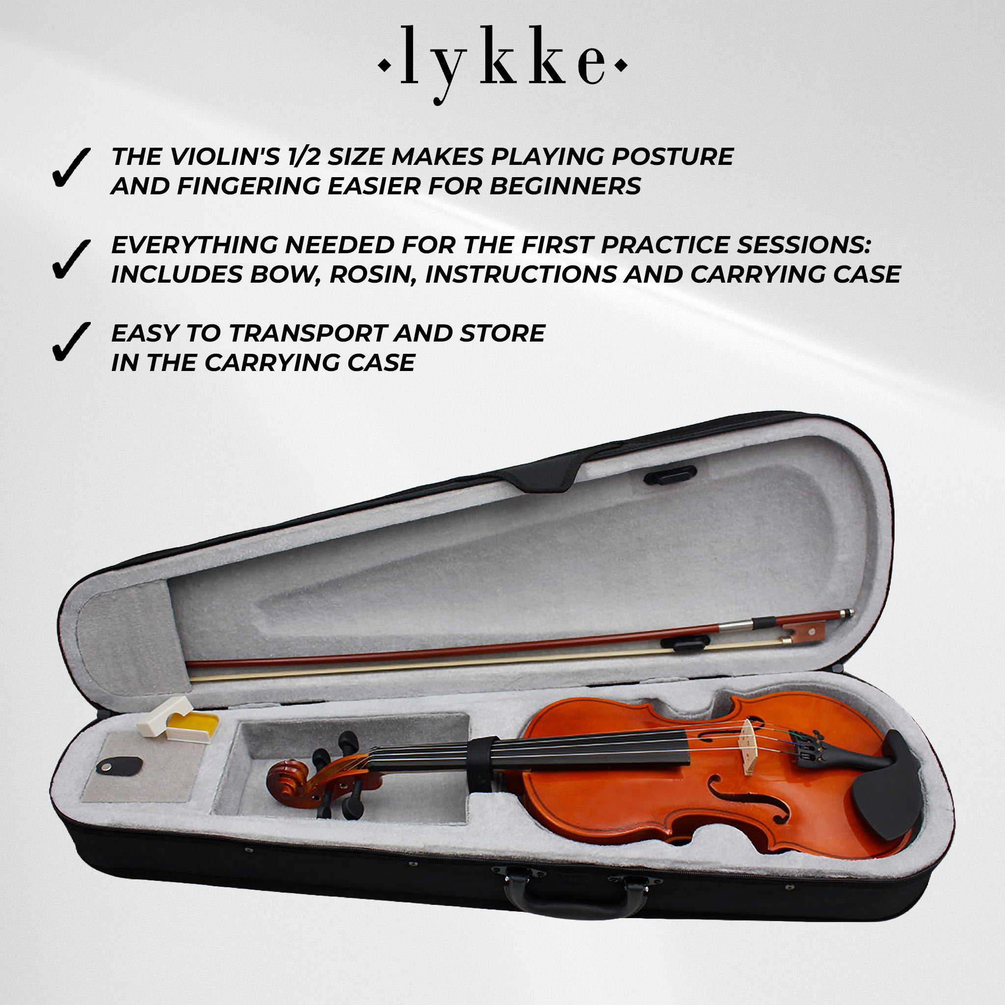 Lykke Violin Classic, size 1/2, 13"