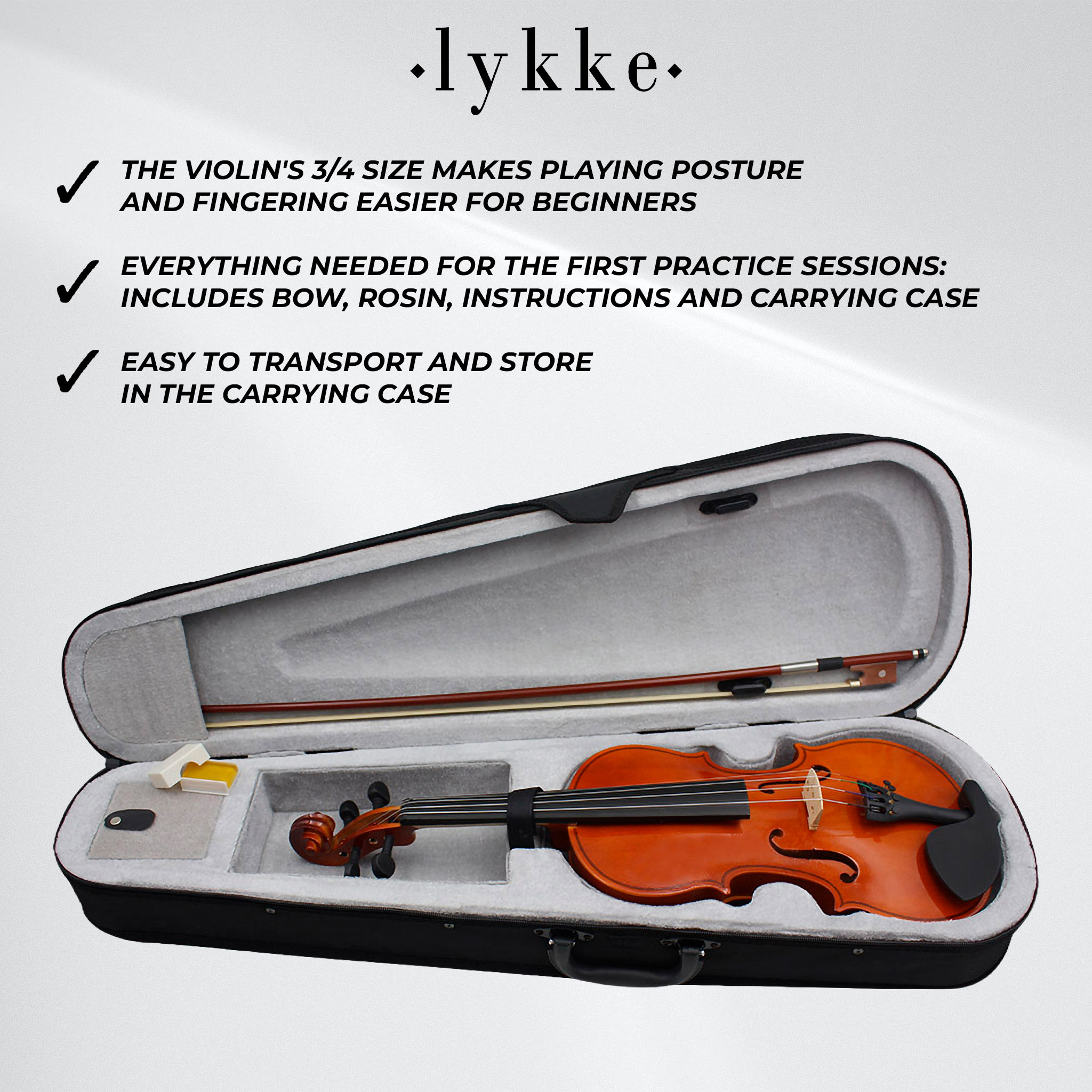 Lykke Violin Classic, size 3/4, 14"
