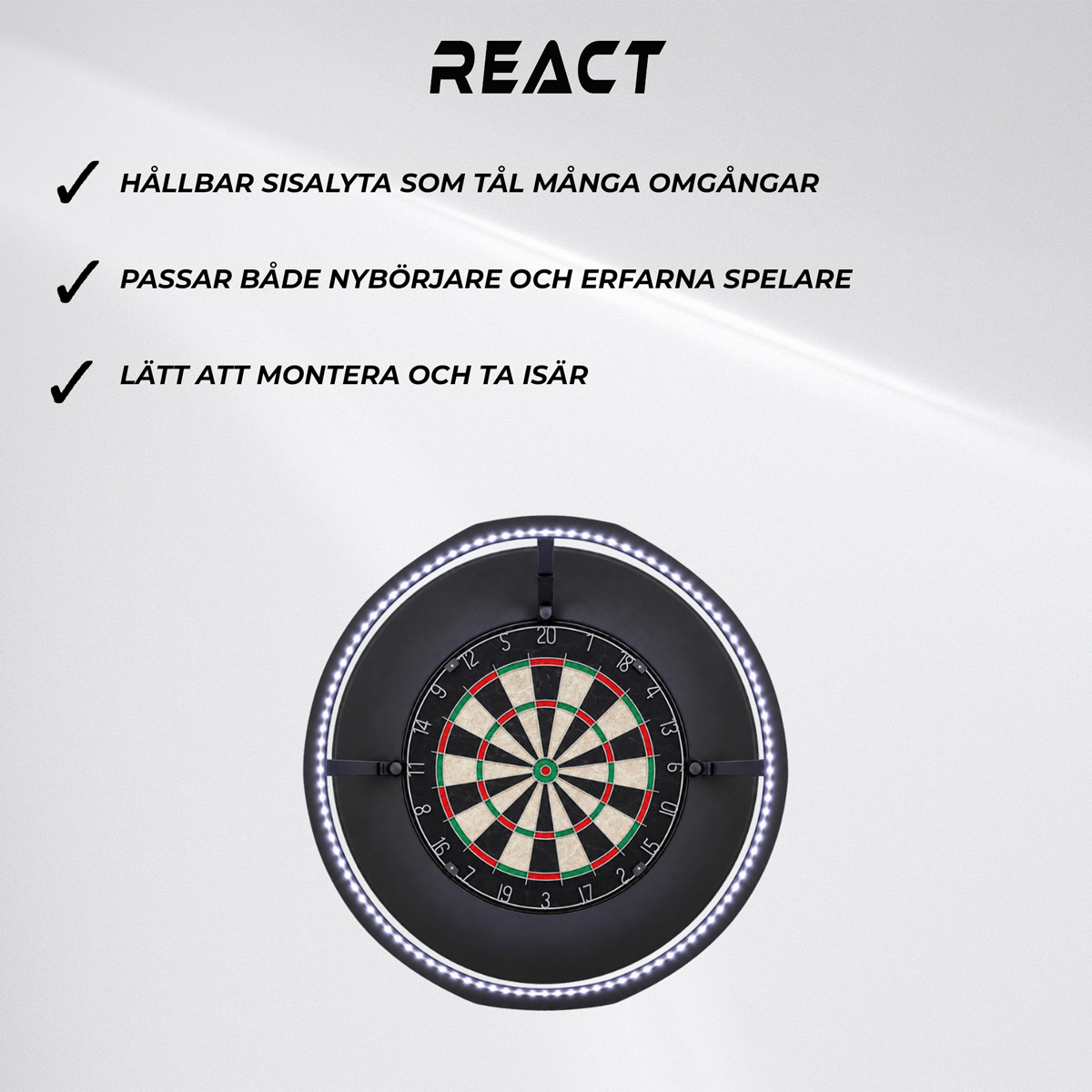 React Darttavla + Skyddsring + Belysning