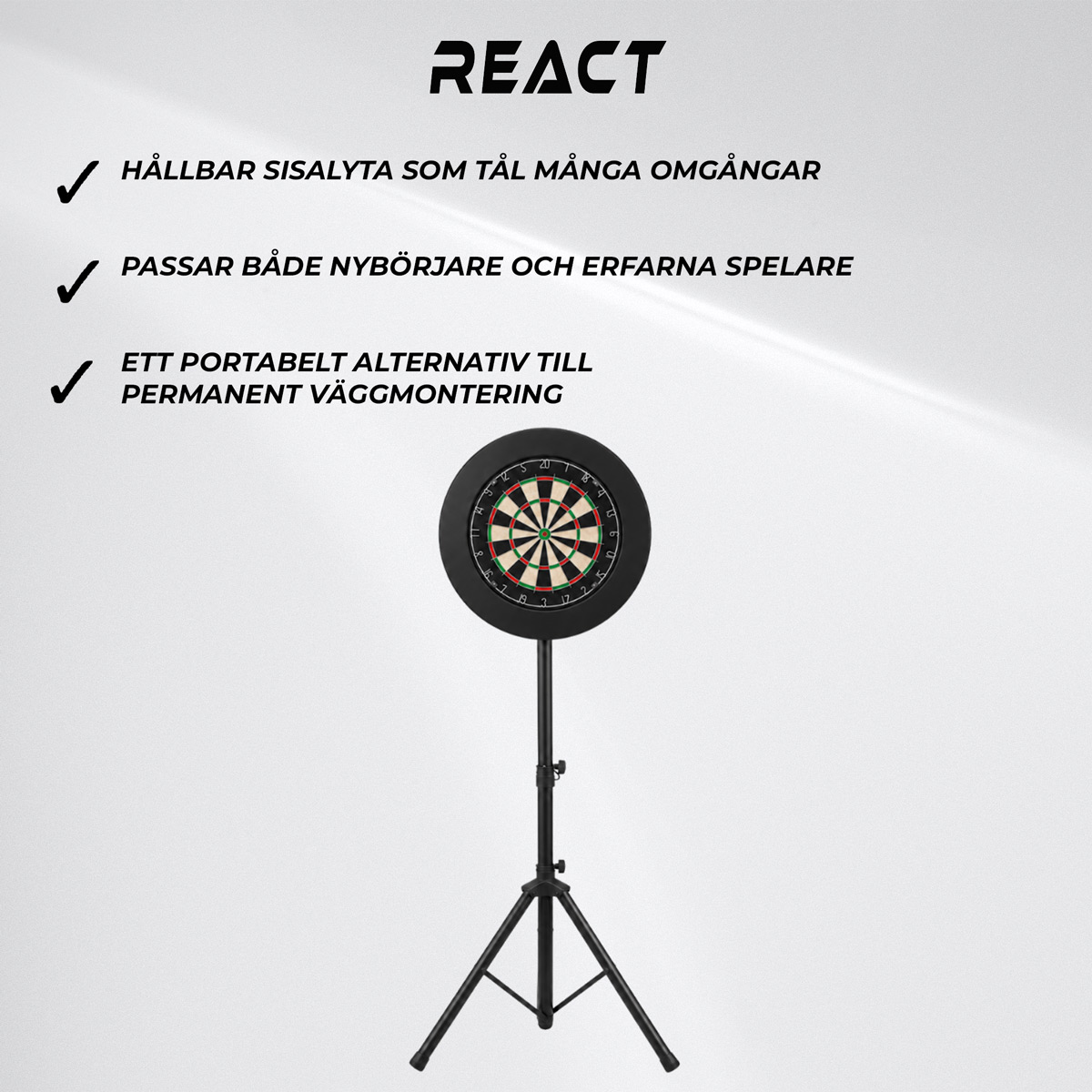 React Darttavla + Skyddsring + Stativ