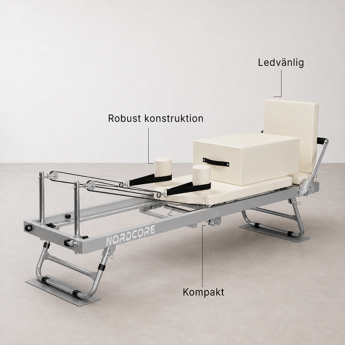 Nordcore Pilates Reformer Machine, Foldable, White