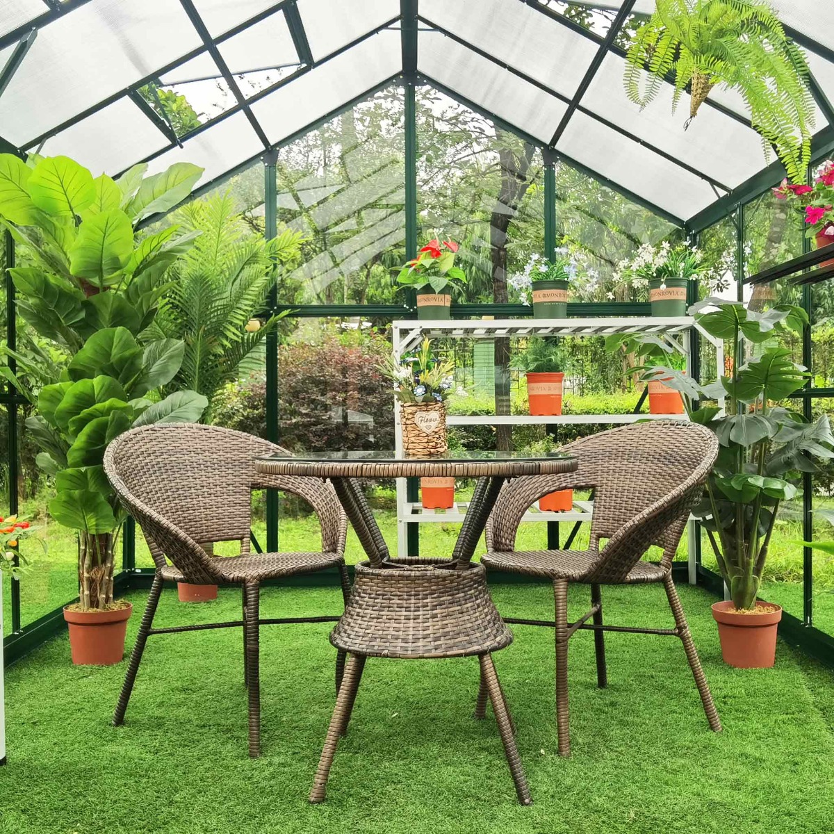 Metalcraft Gewächshaus, 9,6m², 4mm Sicherheitsglas, grün