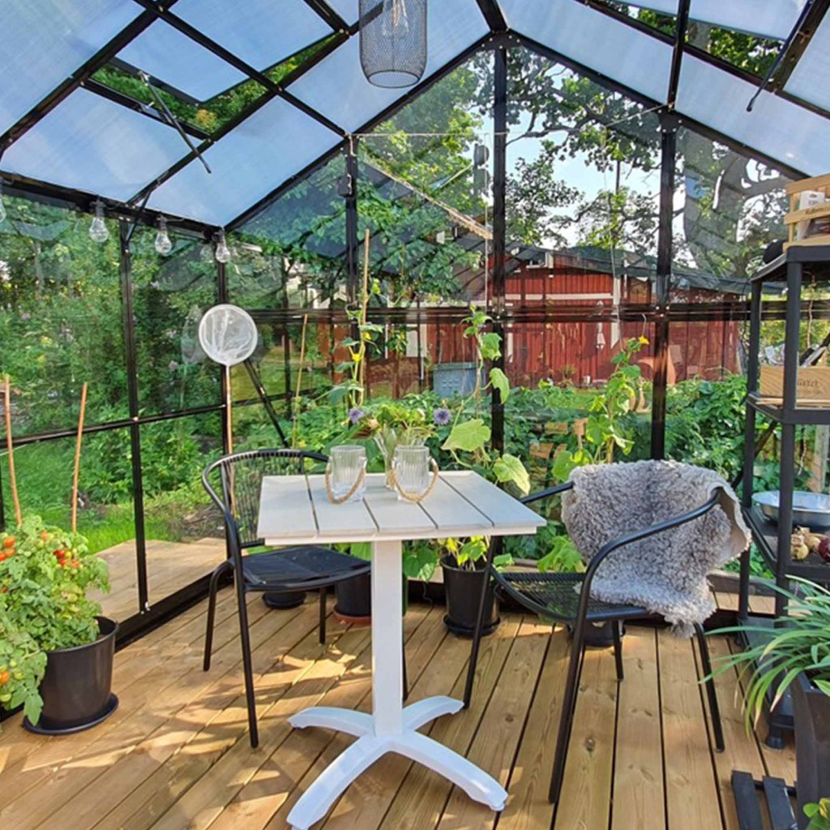 Metalcraft Gewächshaus, 12,7m², 4mm Sicherheitsglas, schwarz