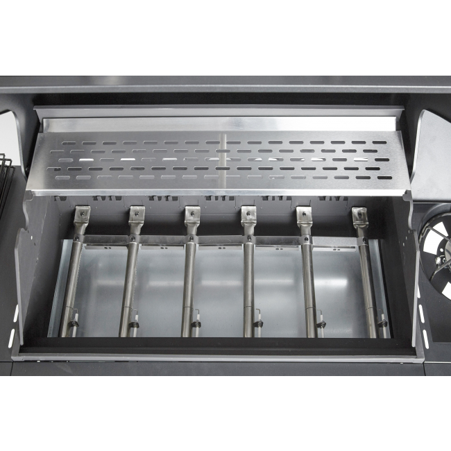 DOSE Gasolgrill BARBEQUE, 6+1-brännare, svart, 141x110x53,5cm