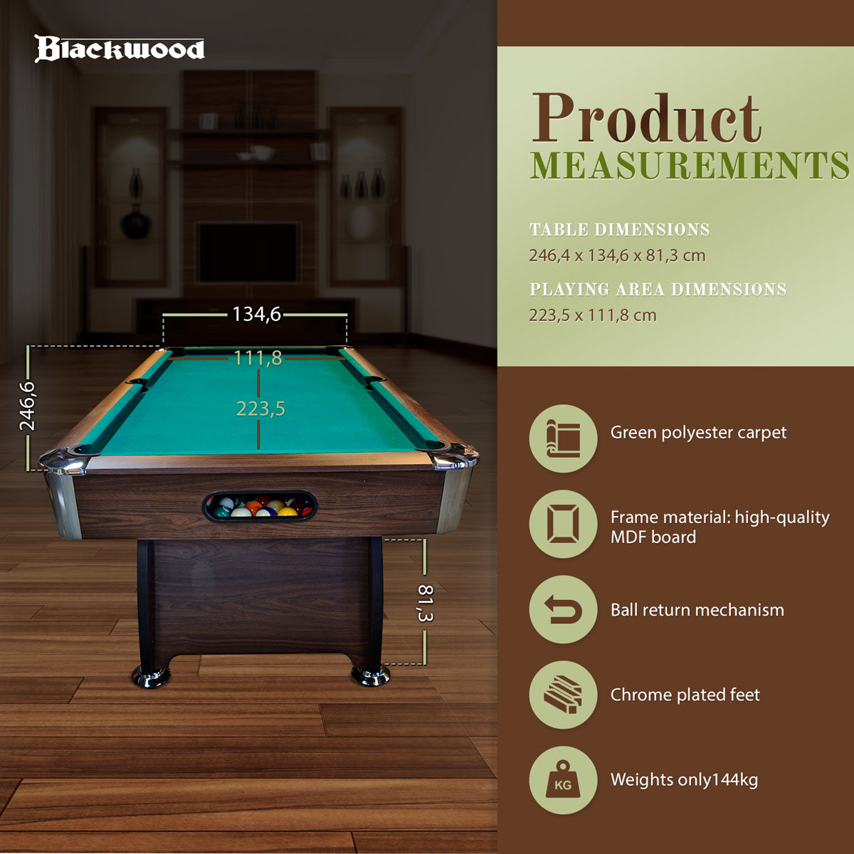 Blackwood Pool Table Official 8'