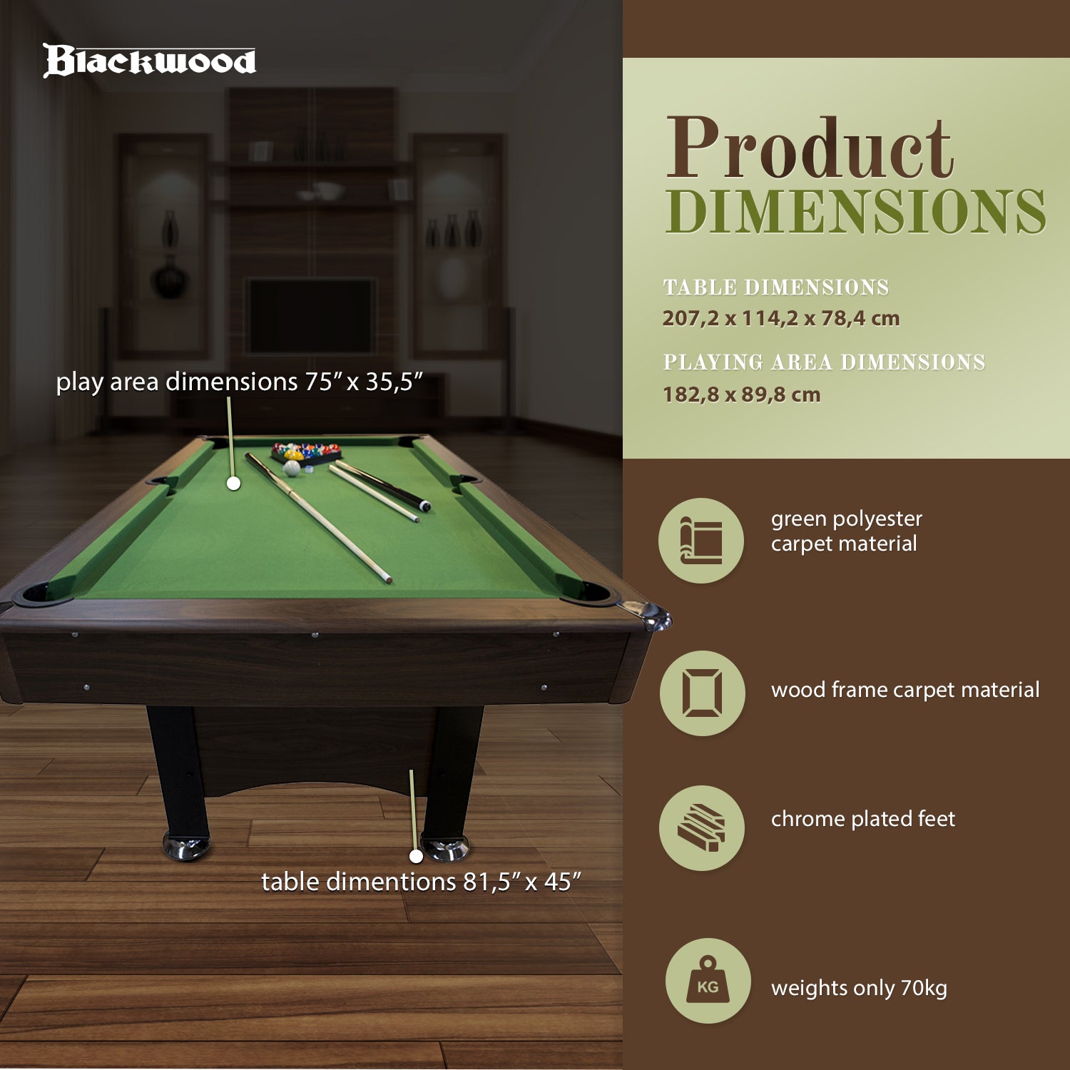 Blackwood Pool Table Basic 6'