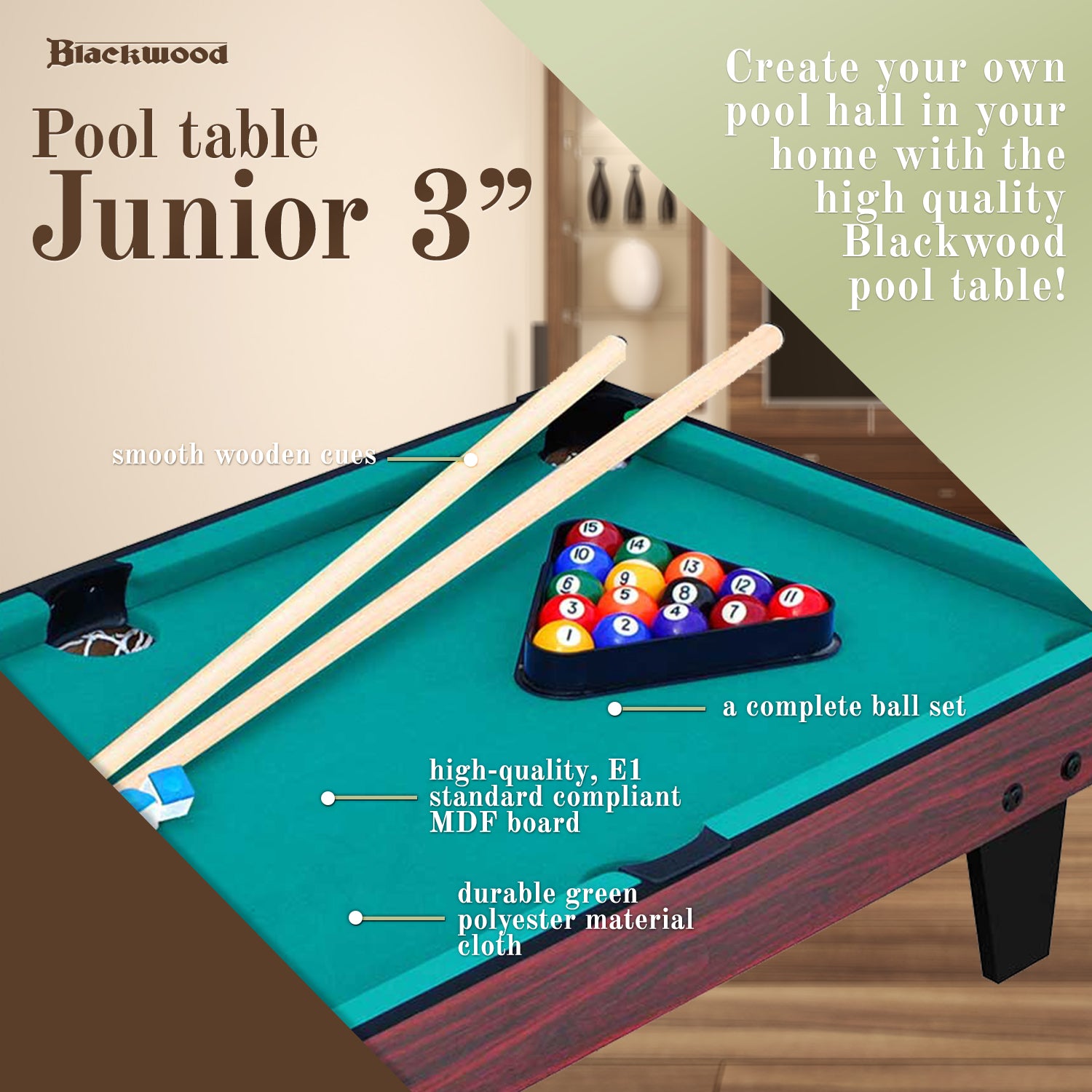 Blackwood Pool Table Junior 3'