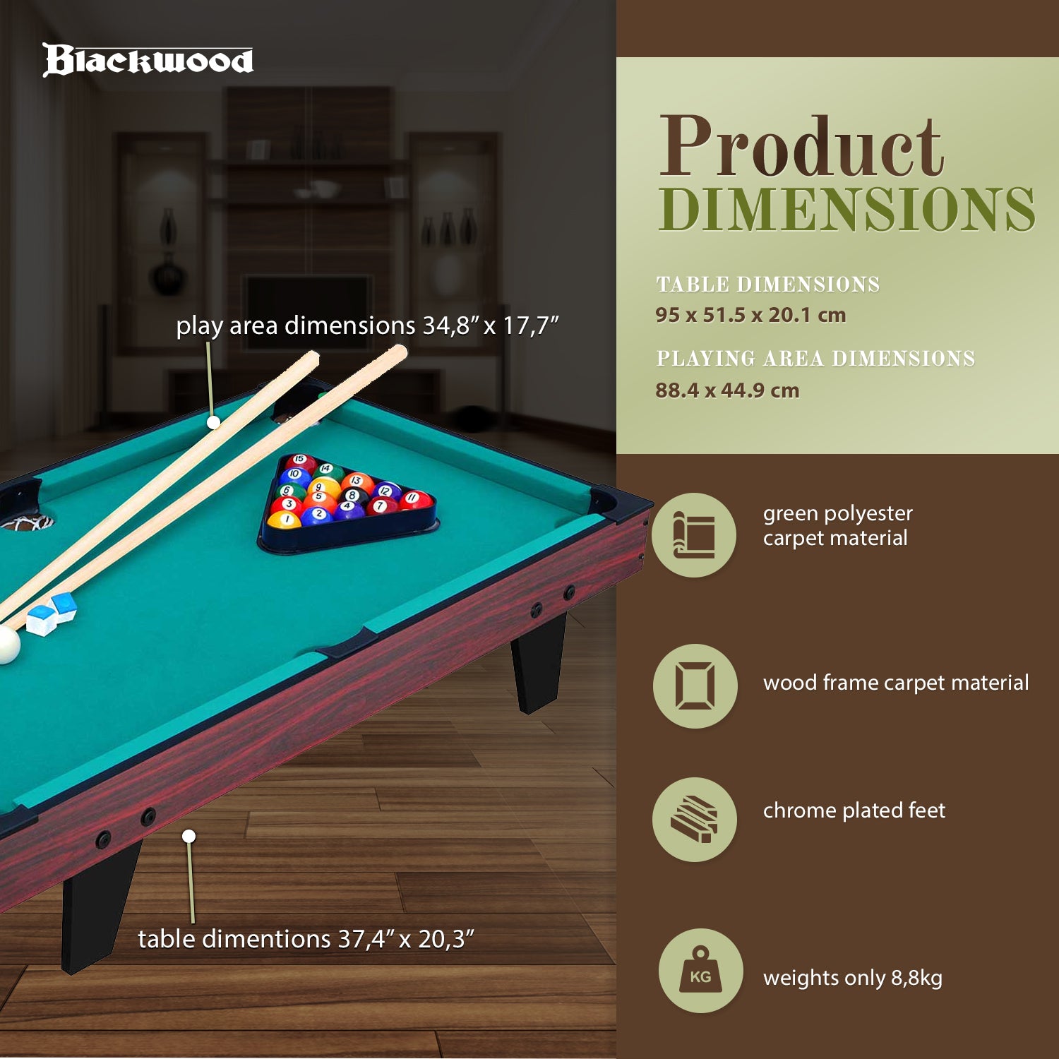 Blackwood Pool Table Junior 3'