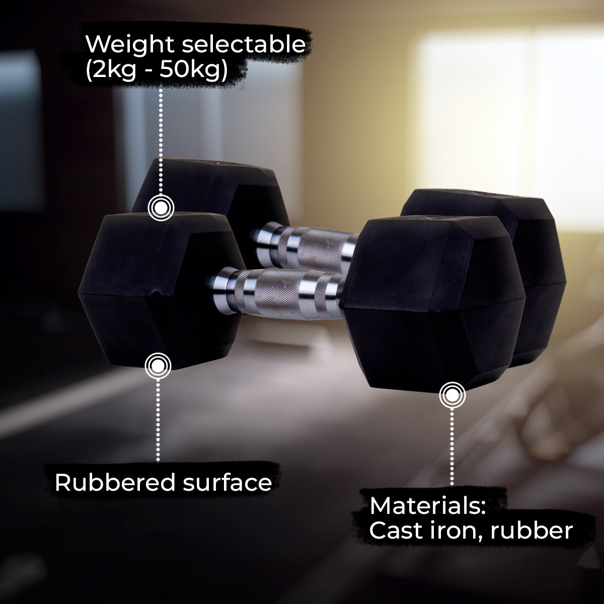 Core Dumbbell Hex (2-50kg), pair