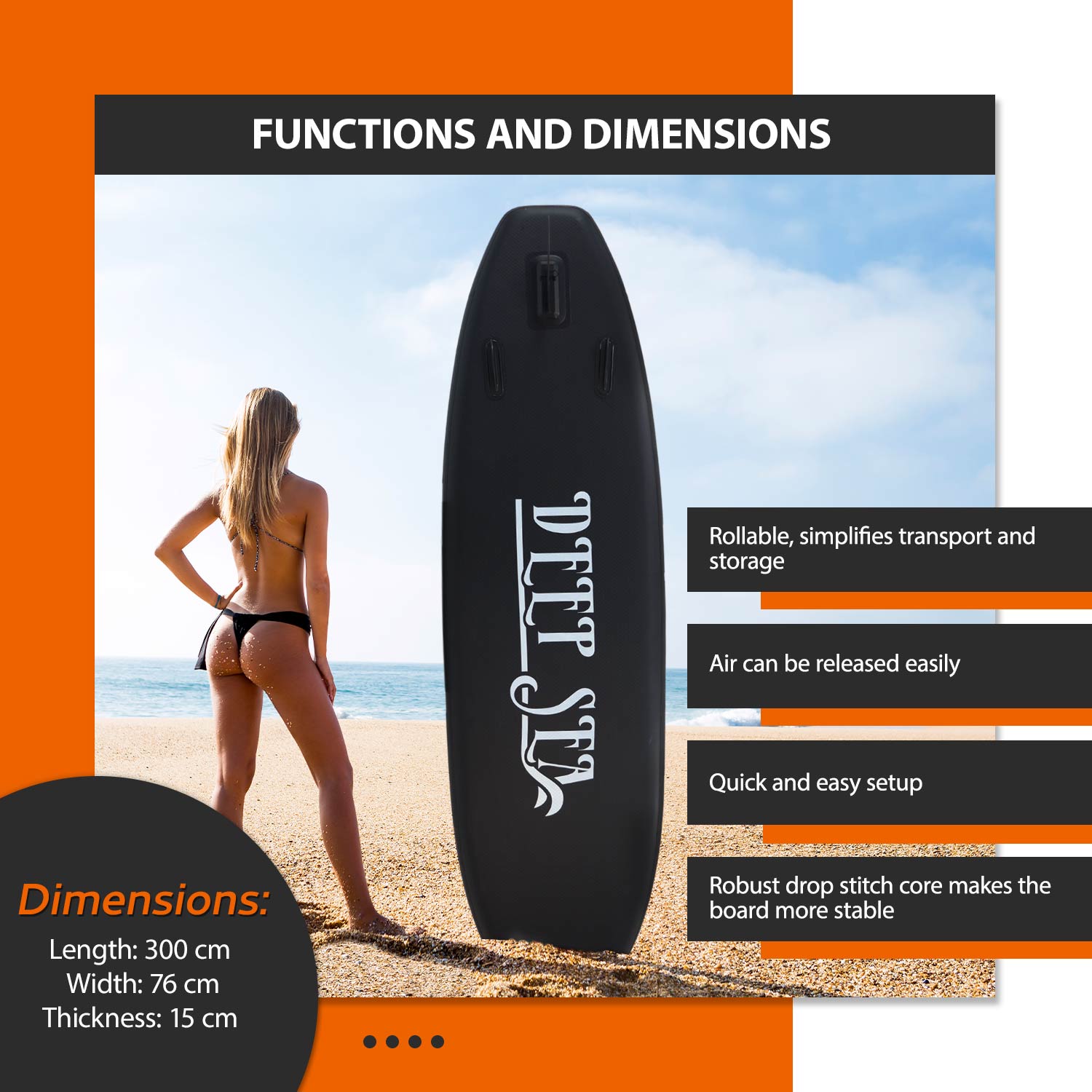 Deep Sea SUP Board Set Pro (300cm), black