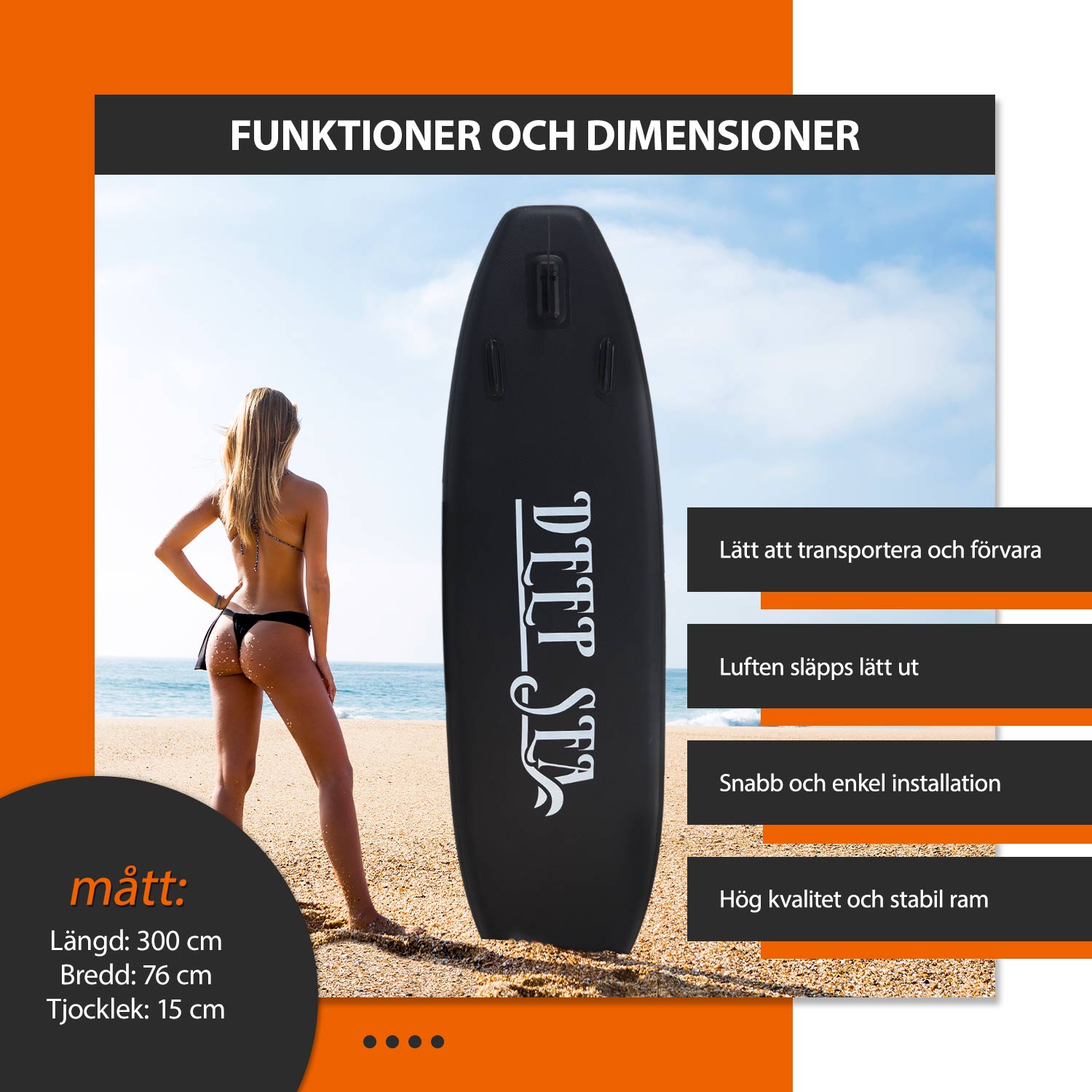 Deep Sea SUP-brädset Pro, svart