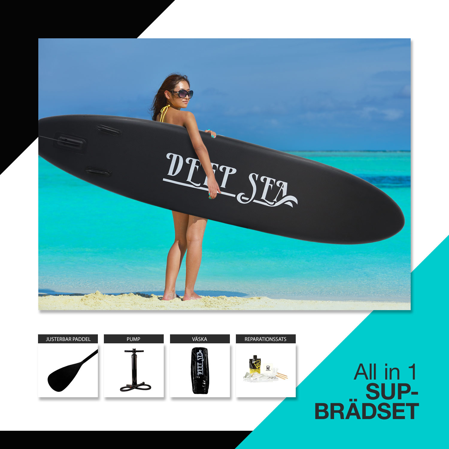 Deep Sea SUP-brädset Pro, svart