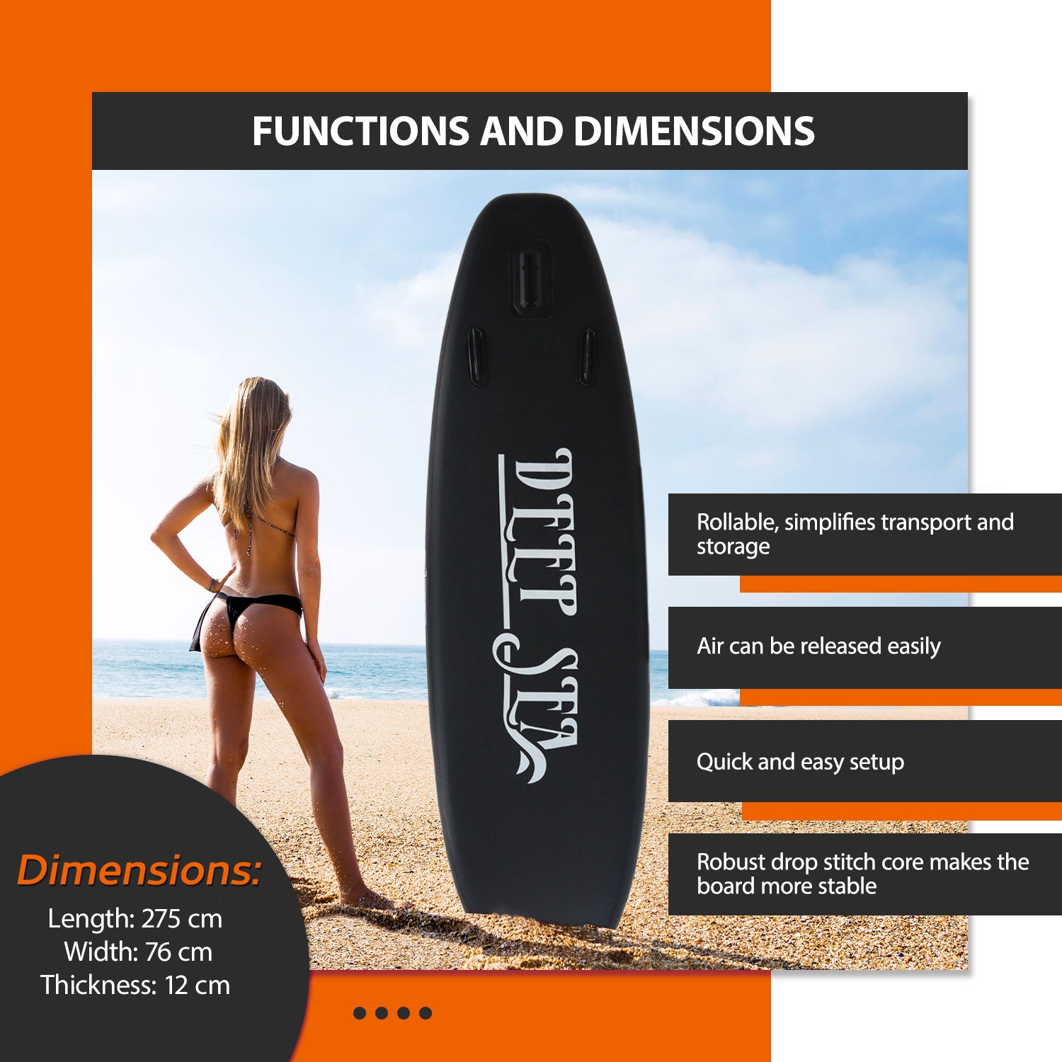 Deep Sea SUP Board Set Standard (275cm), black