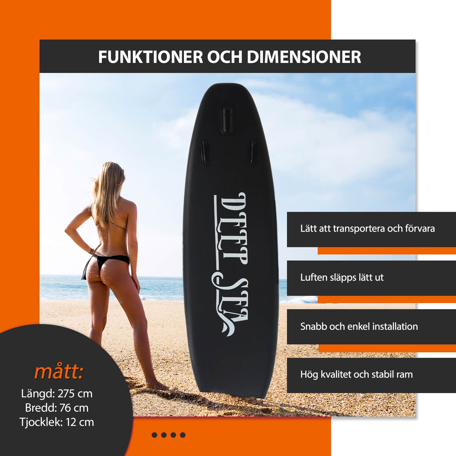 Deep Sea SUP-brädset Standard, svart