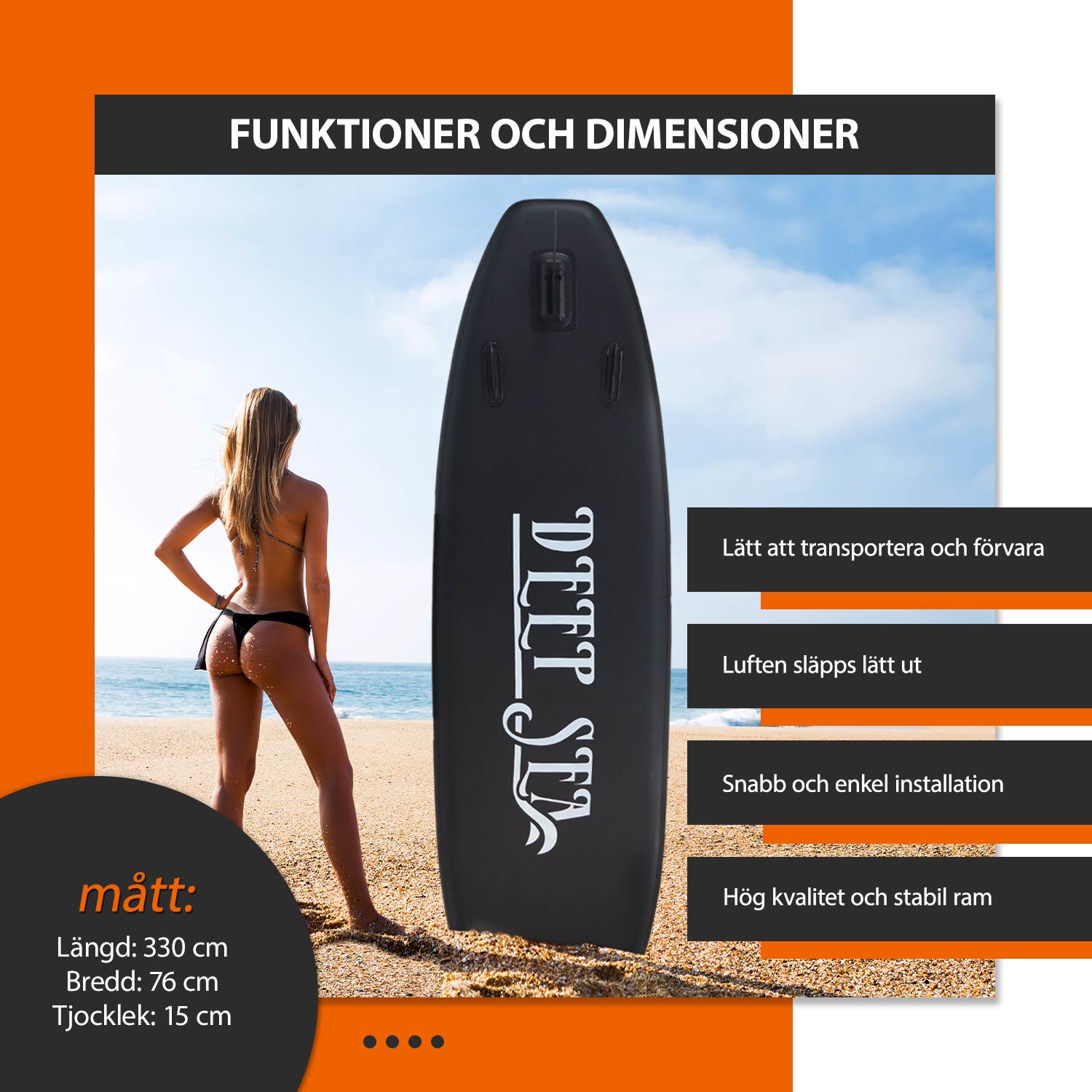 Deep Sea SUP-brädset XXL, svart