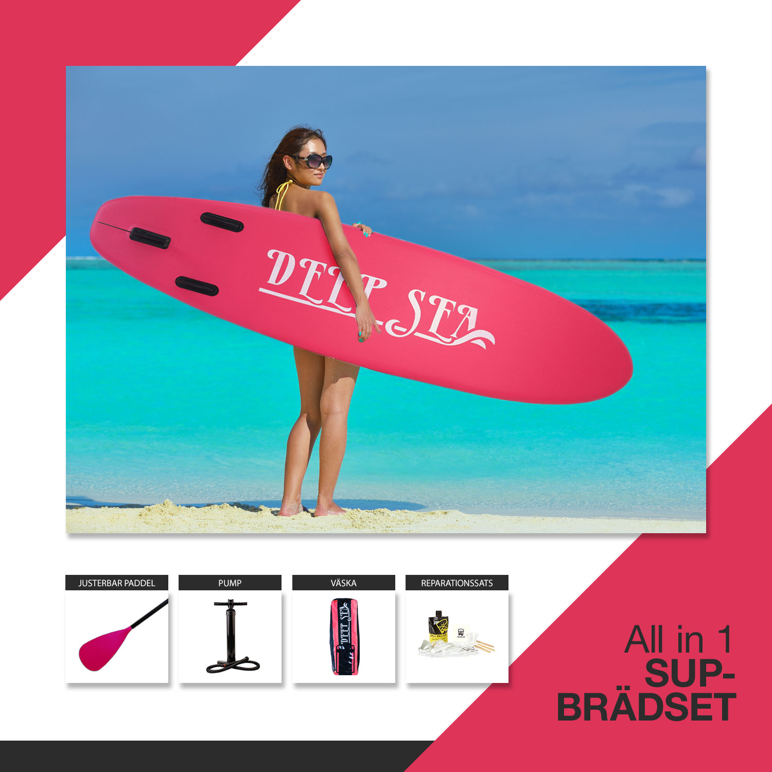 Deep Sea SUP-brädset Standard, rosa