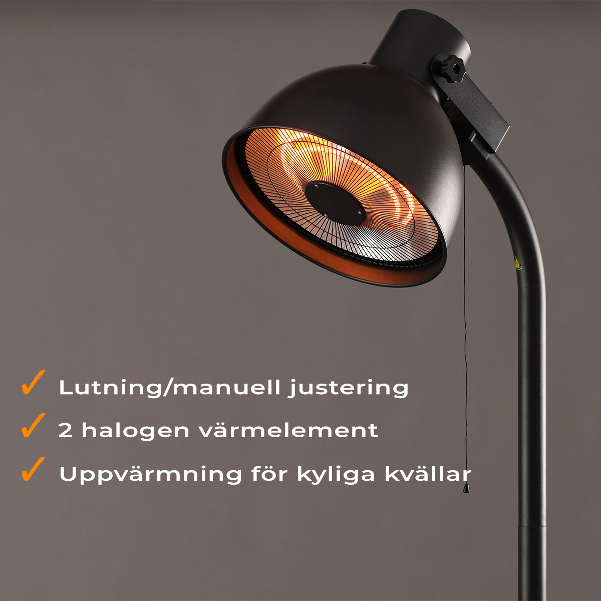 Fornorth Terrassvärmare golvmodell Deluxe 2000W, svart