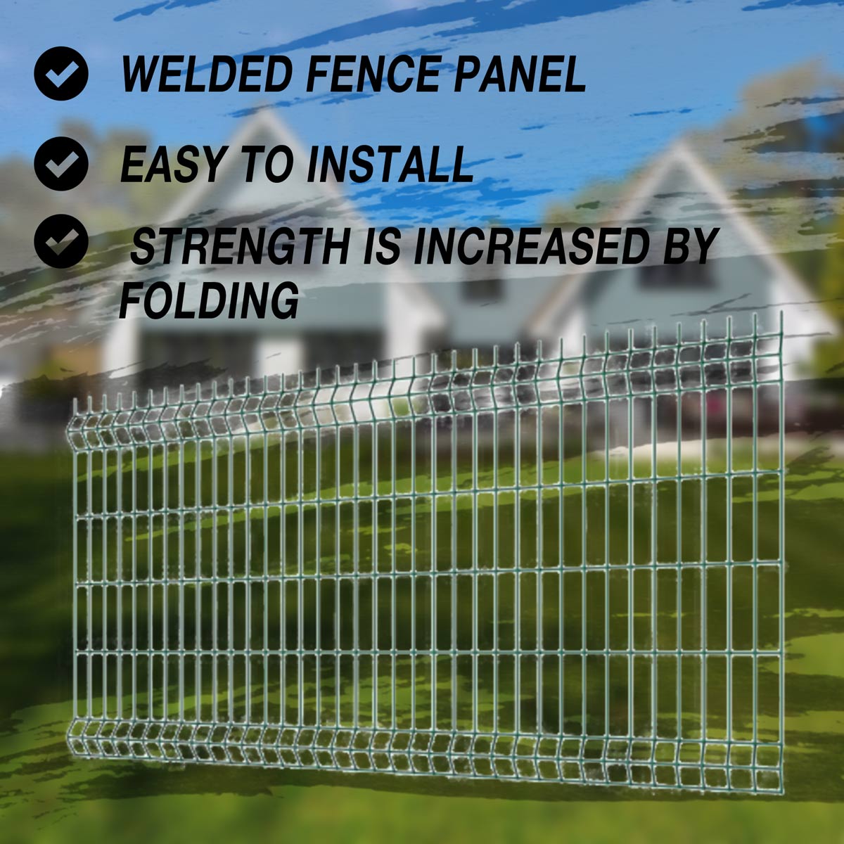 Fornorth Fence panel 1730x2500mm, wirestrength 4mm, green