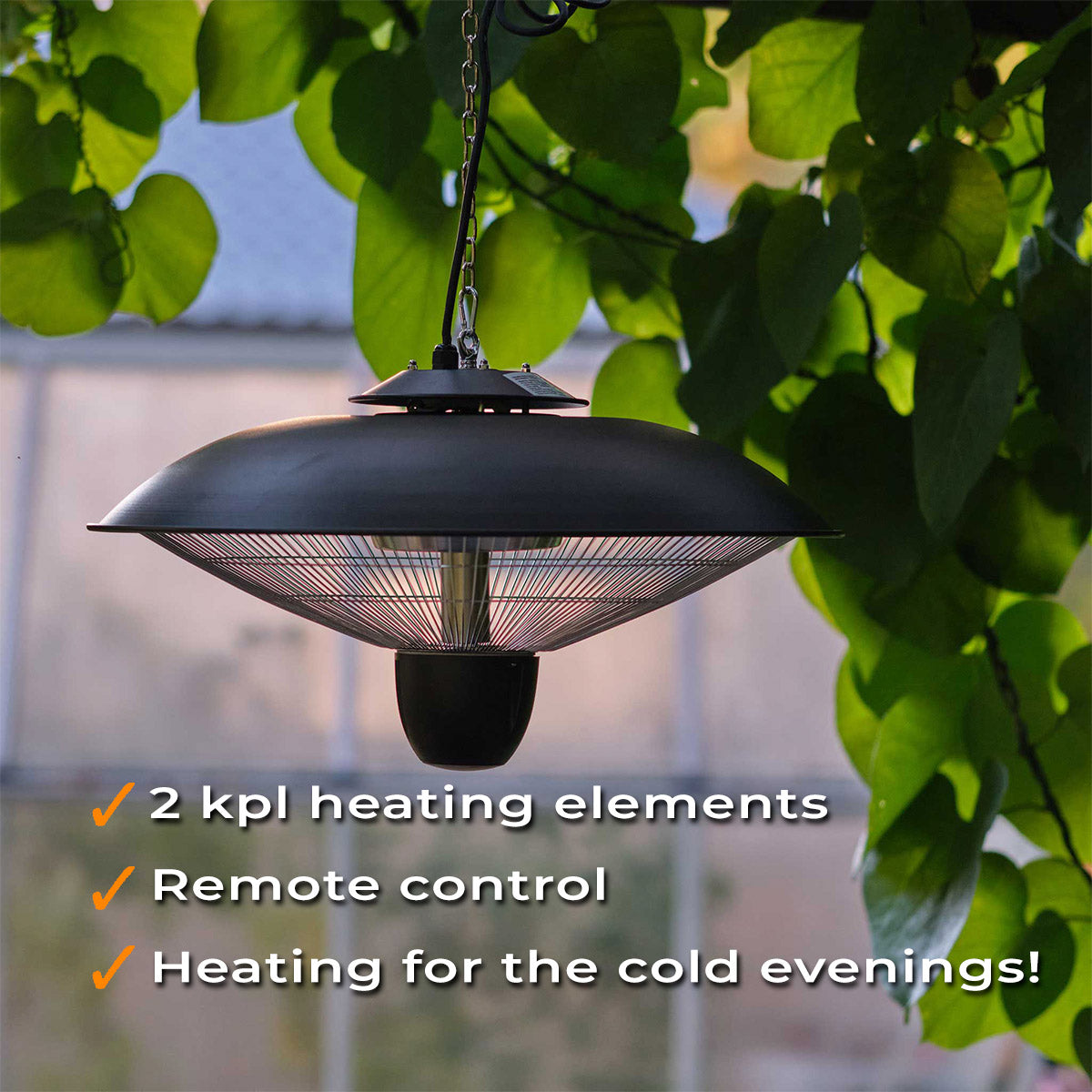 Fornorth Patio Heater Ceiling Heater Deluxe 2000W remote control, black