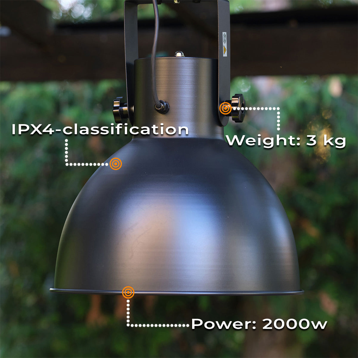 Fornorth Patio Heater Ceiling Heater Premium 2000W, black
