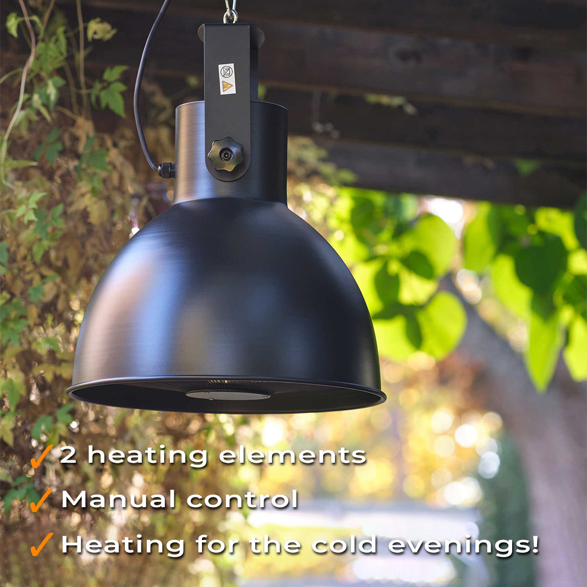 Fornorth Patio Heater Ceiling Heater Premium 2000W, black