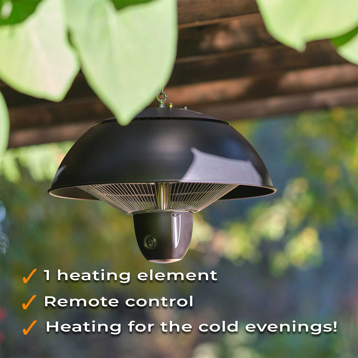 Fornorth Patio Heater Ceiling Heater Original 1500W remote control, black