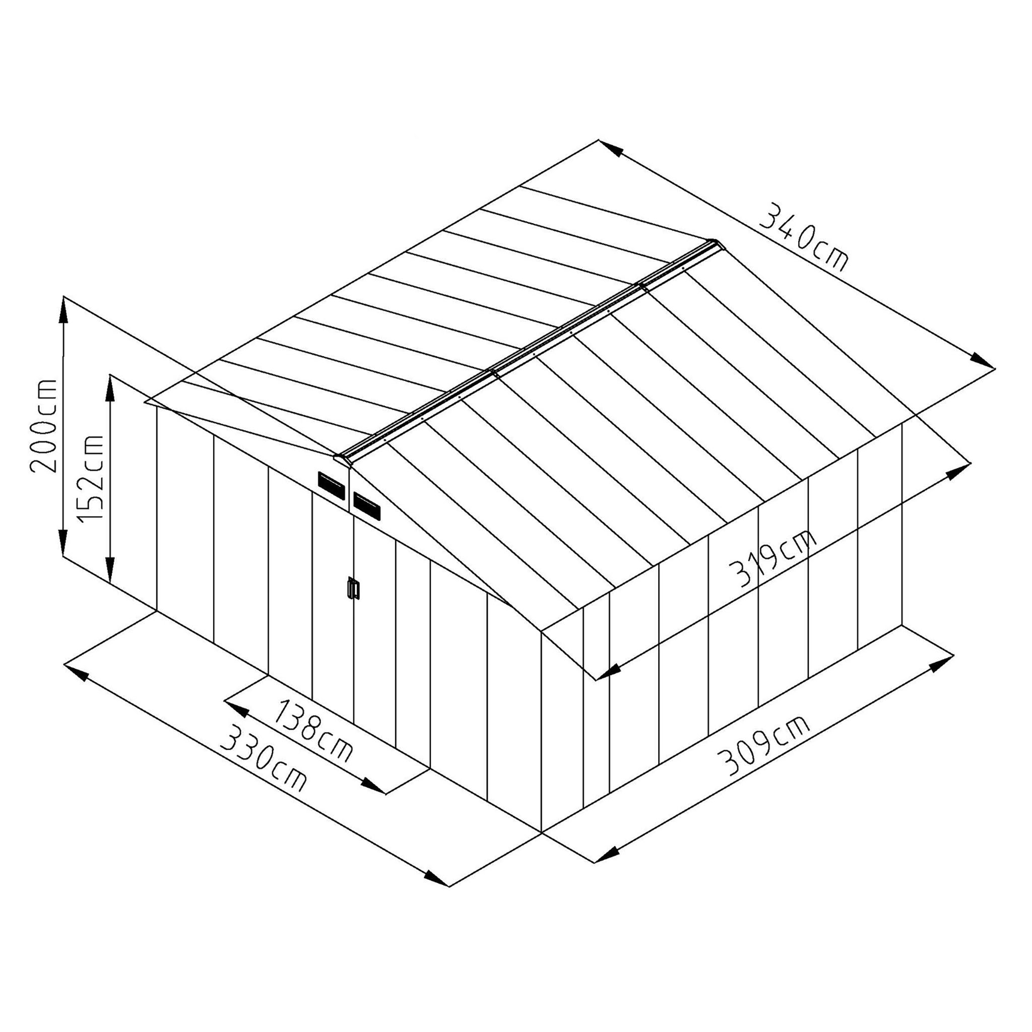 Fornorth Abri de Jardin, 10.85m2, Vert