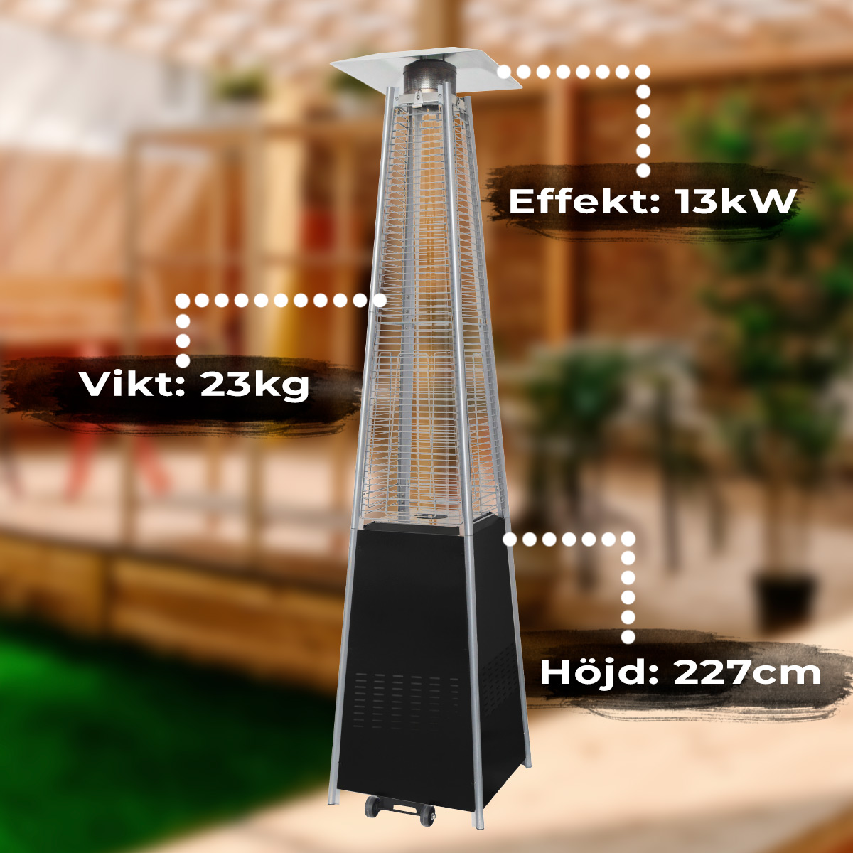 Fornorth Terrassvärmare Pyramid, 13kW gasdriven, svart