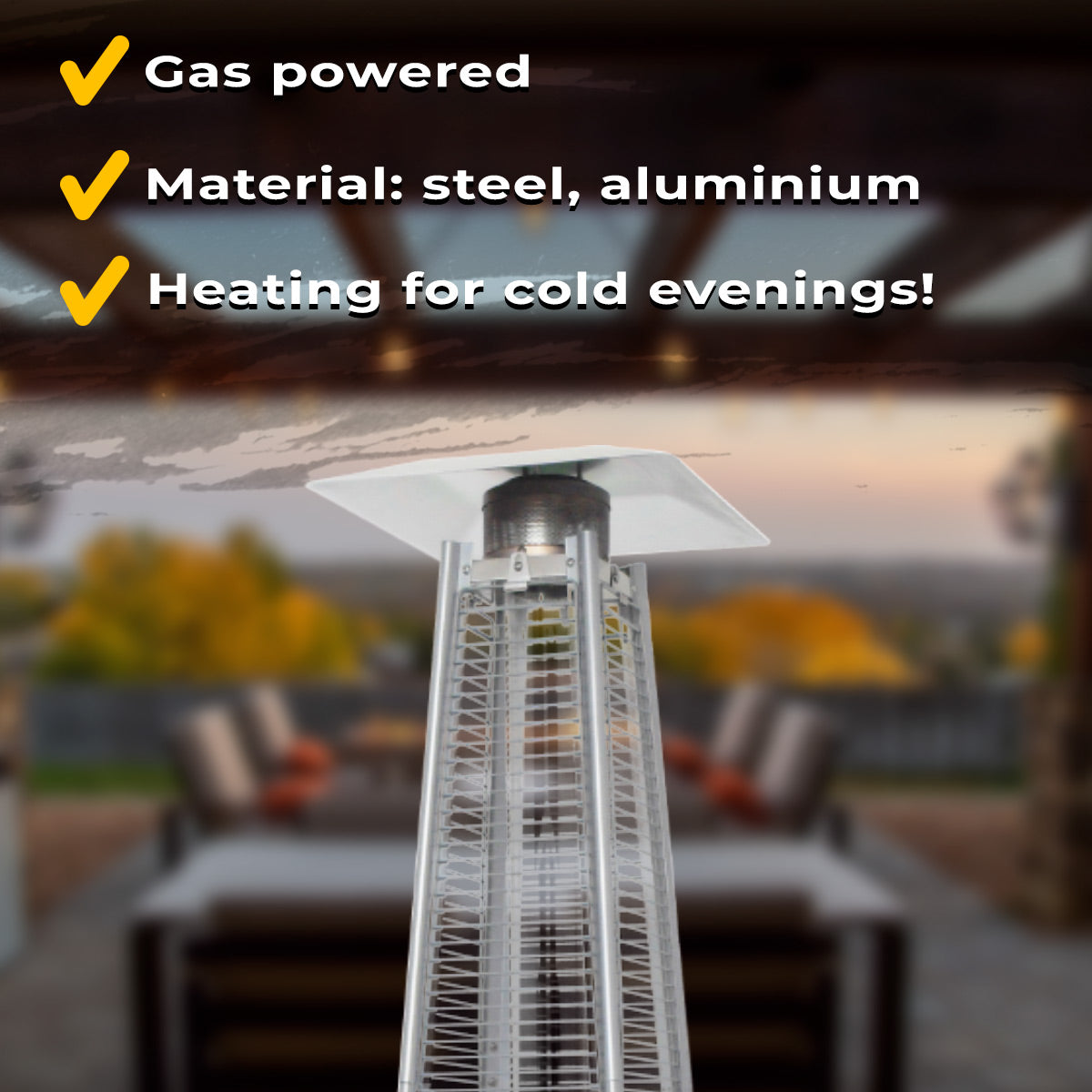 Fornorth Patio Heater Pyramid 13kW gas powered, black