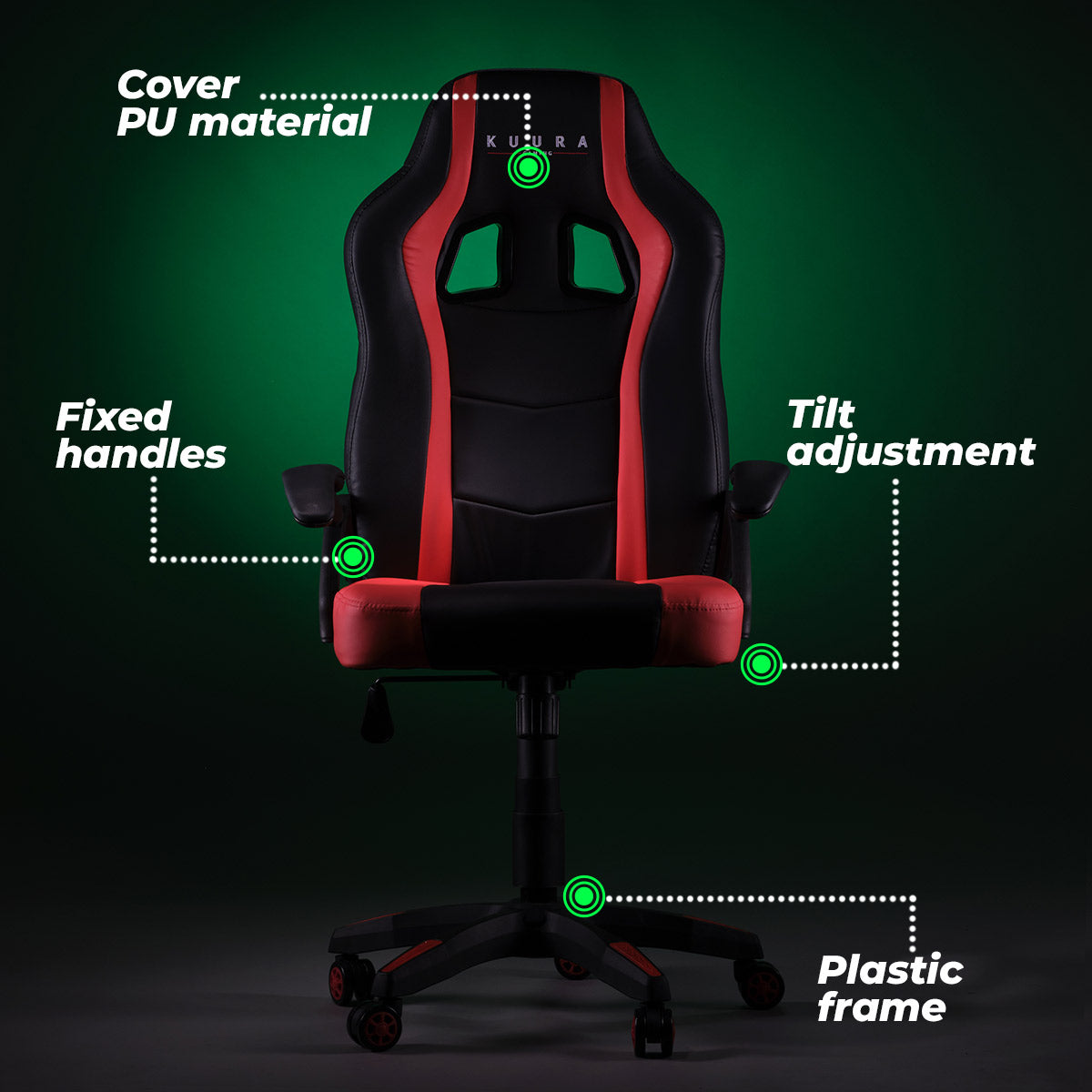 Kuura Gaming Gaming Chair Gamer, black-red