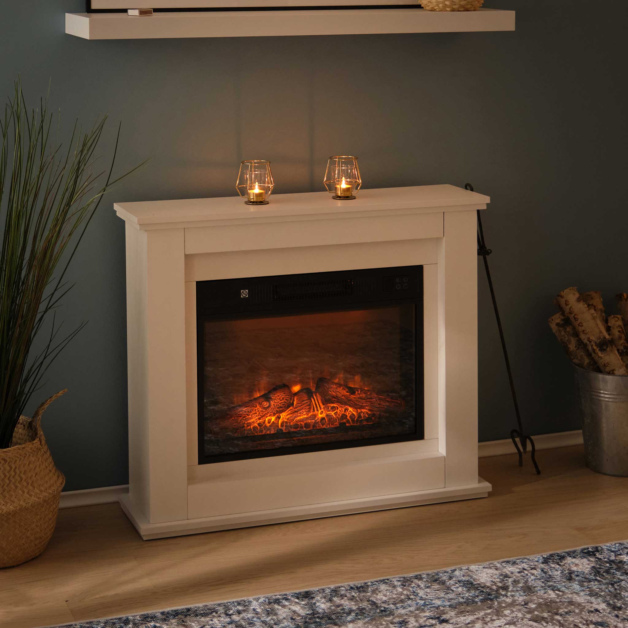 Lykke Electric Fireplace L, 2000W, White