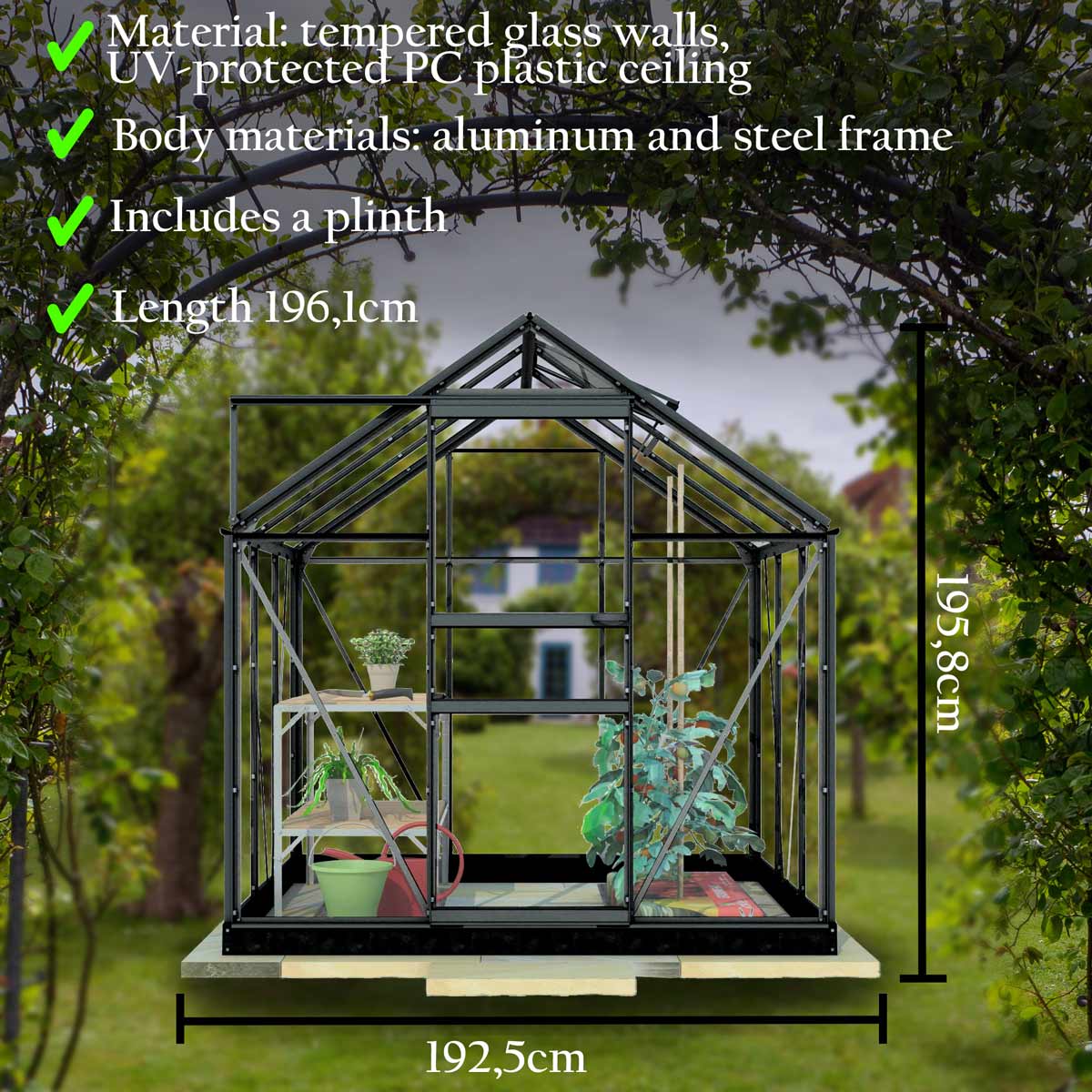 Lykke Greenhouse Hybrid 3,8m2, black