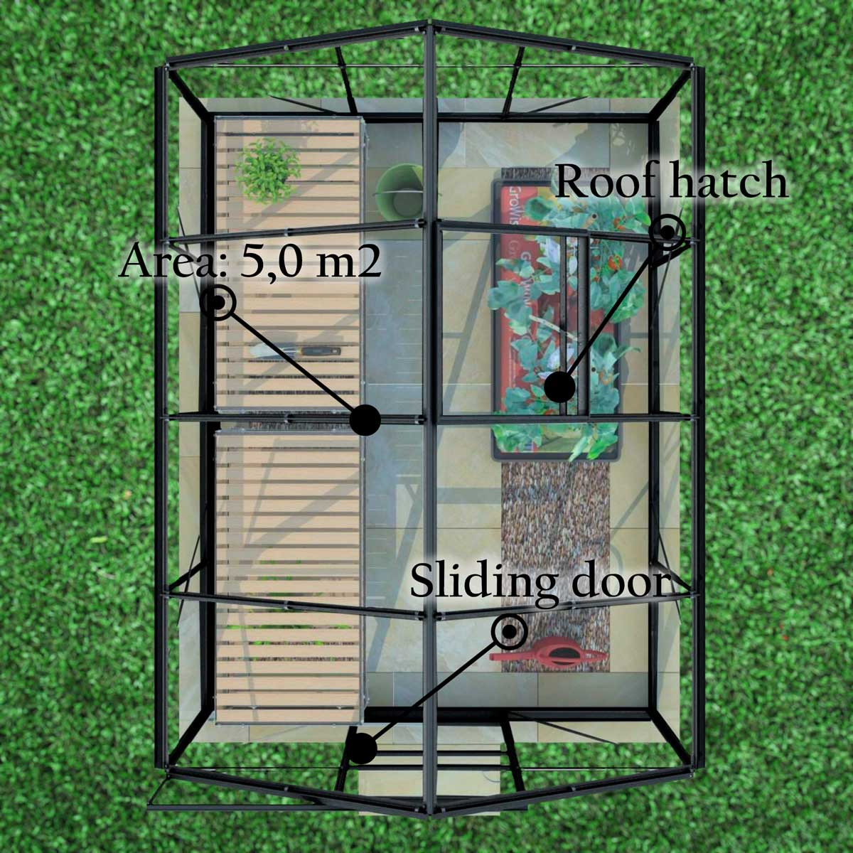 Lykke Greenhouse Hybrid 5m2, black