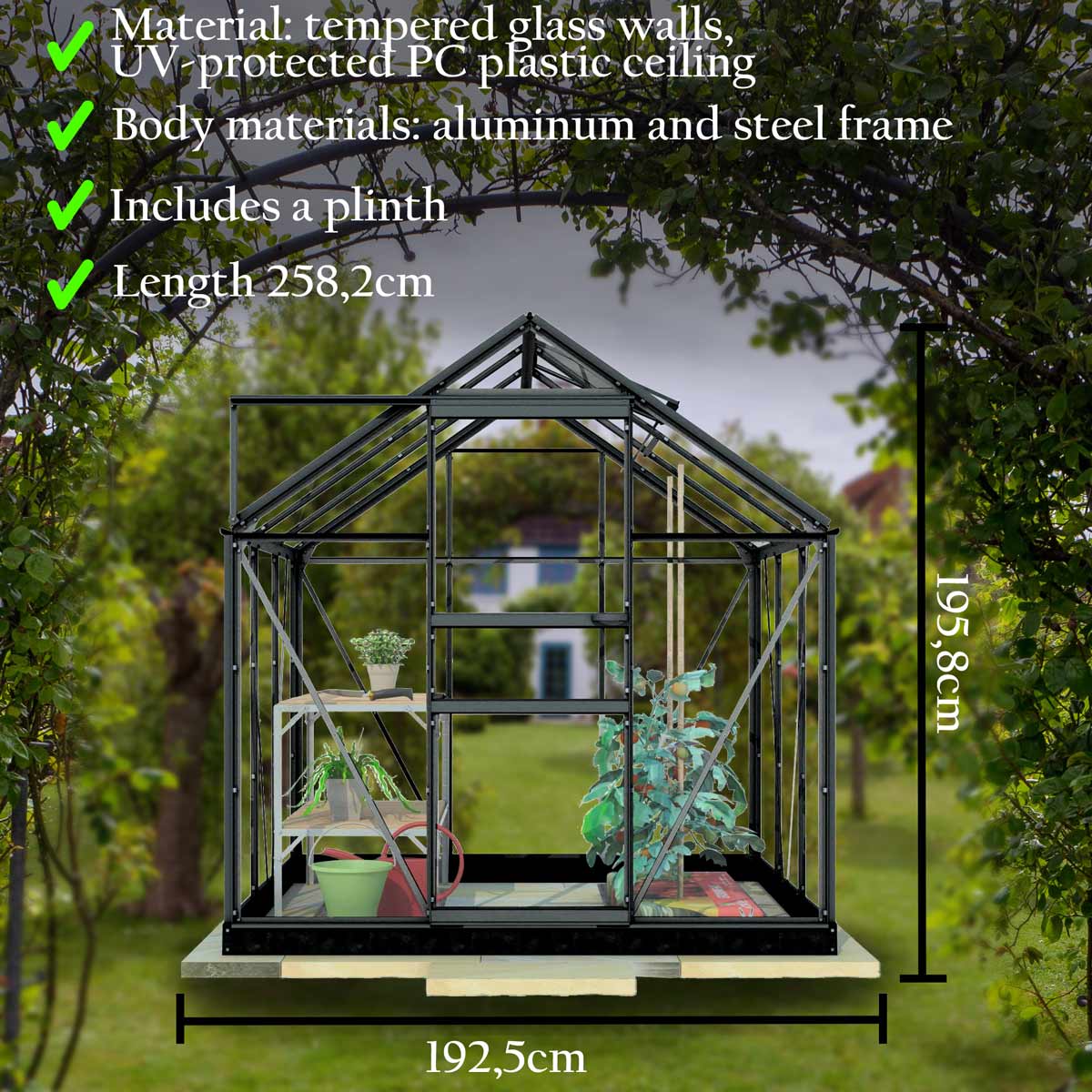 Lykke Greenhouse Hybrid 5m2, black