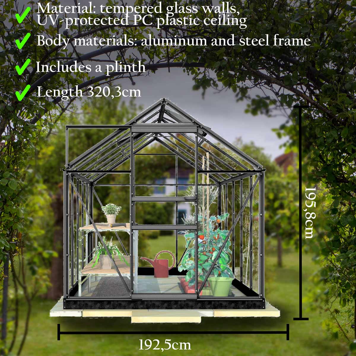 Lykke Greenhouse Hybrid 6,2m2, black