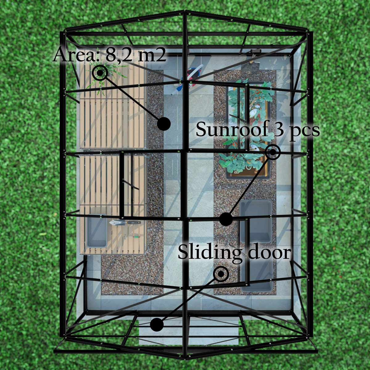 Lykke Greenhouse 8,2m2, black