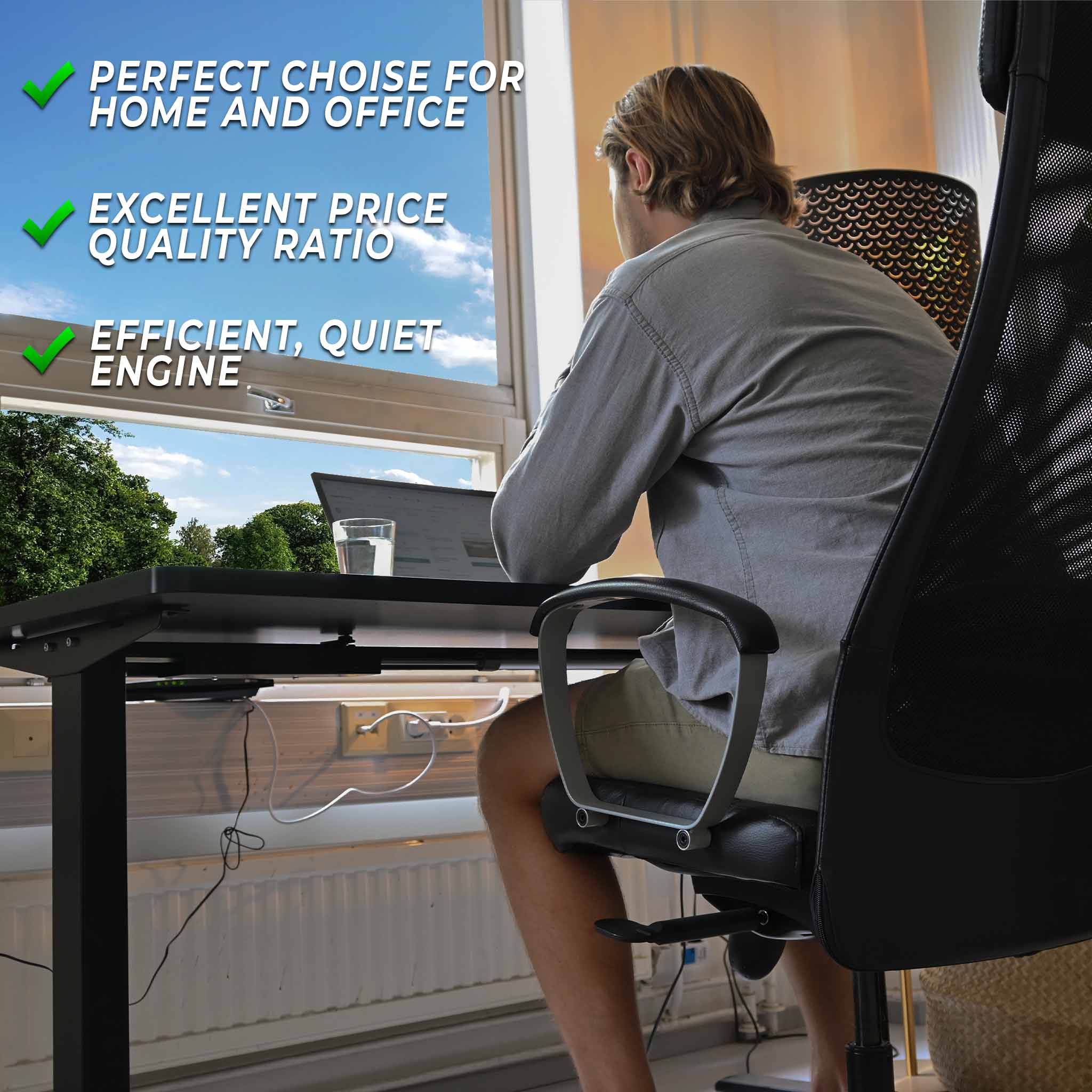 Lykke Electric Standing Desk M100, black, 140 x 70 cm