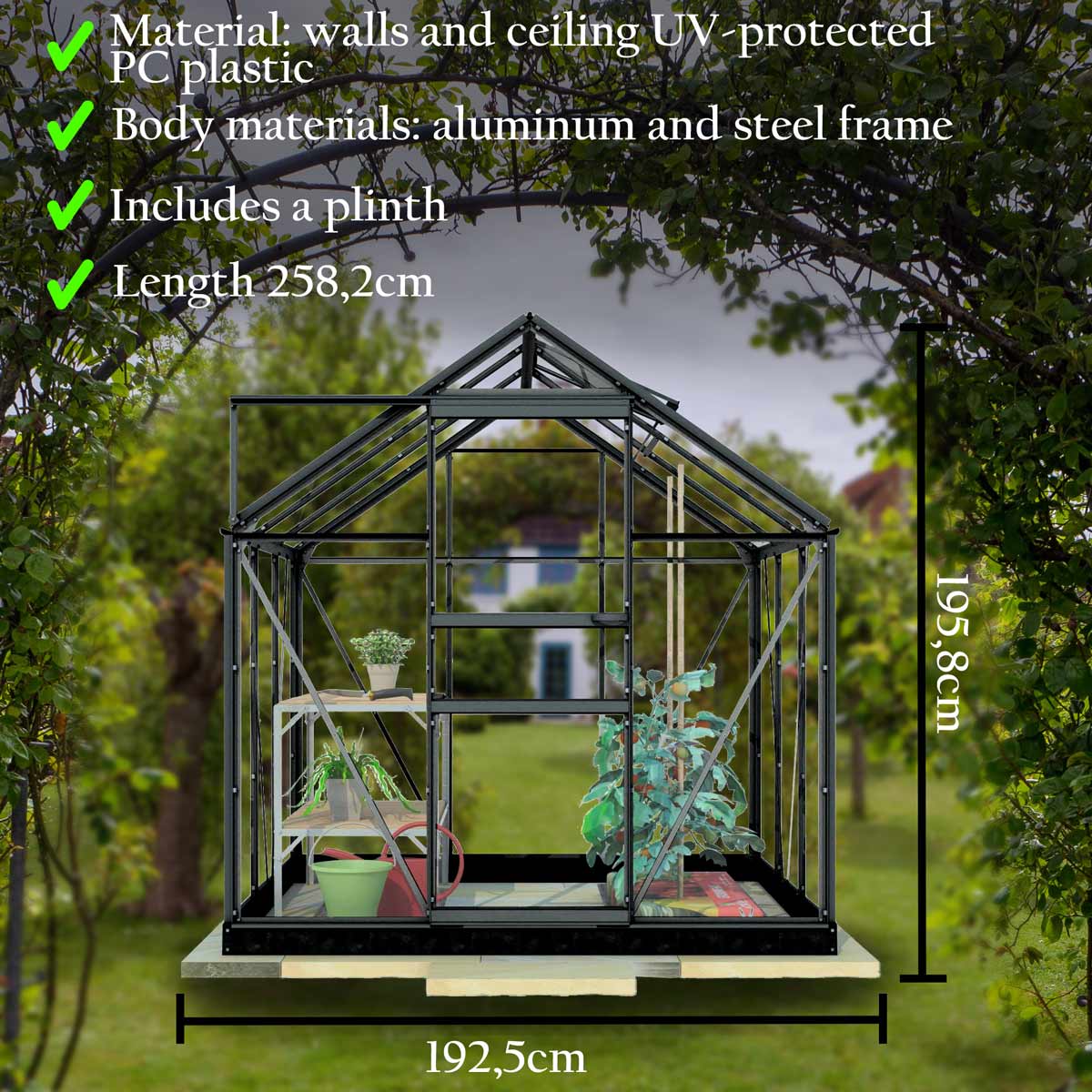 Lykke Greenhouse PC 5m2, black