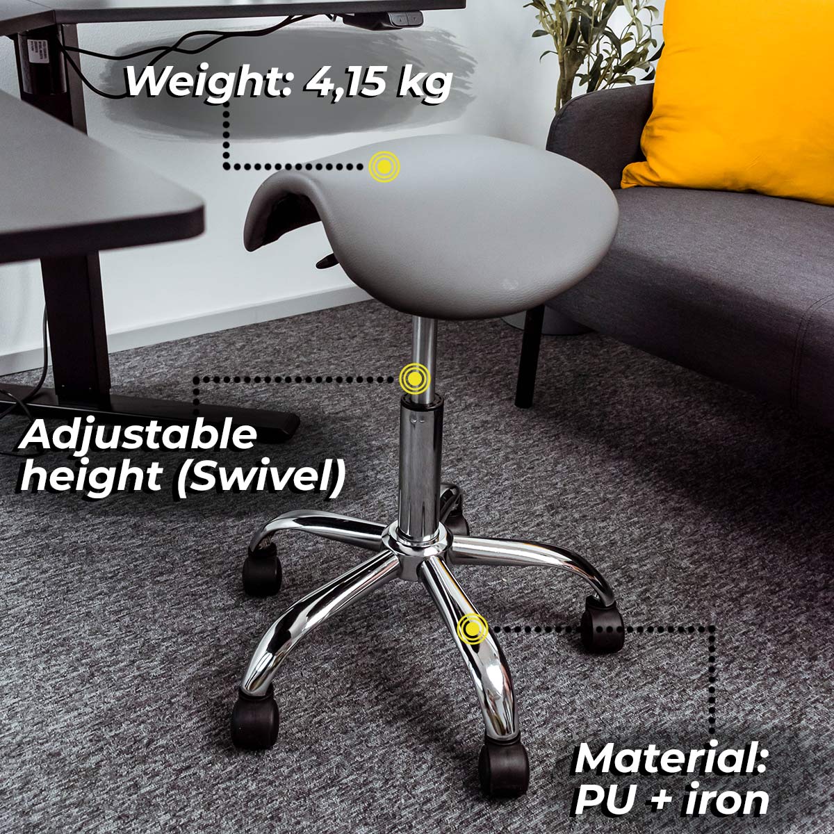 Lykke Saddle Chair Comfort, grey