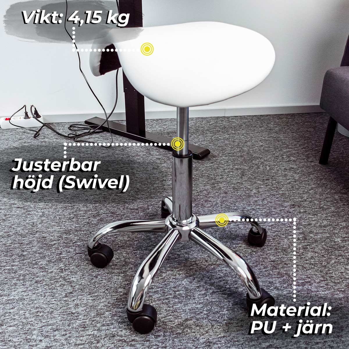 Lykke Sadelstol Comfort, vit