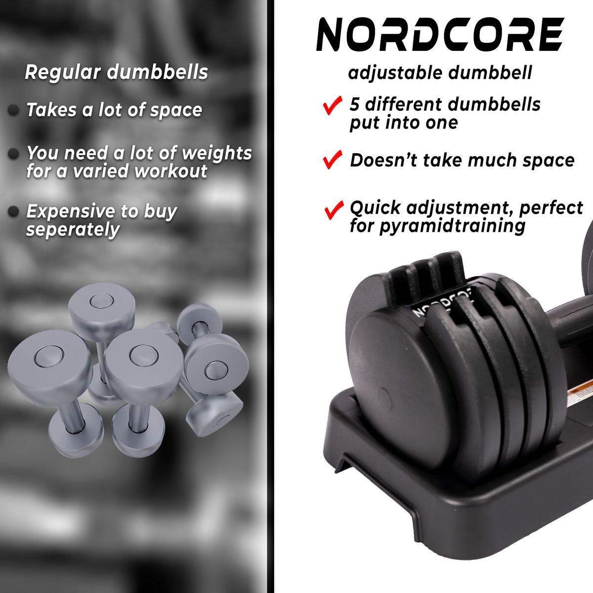 Nordcore Adjustable Dumbbell Core 25kg