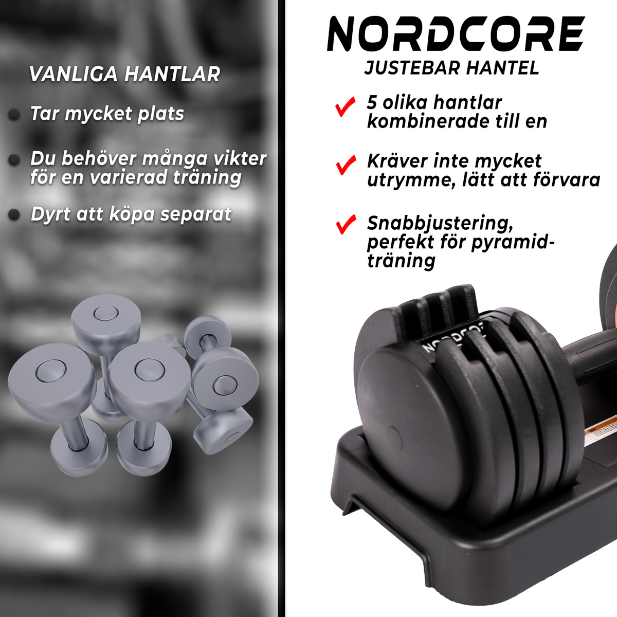 Nordcore 2 x Justerbar hantel Core, 50 kg