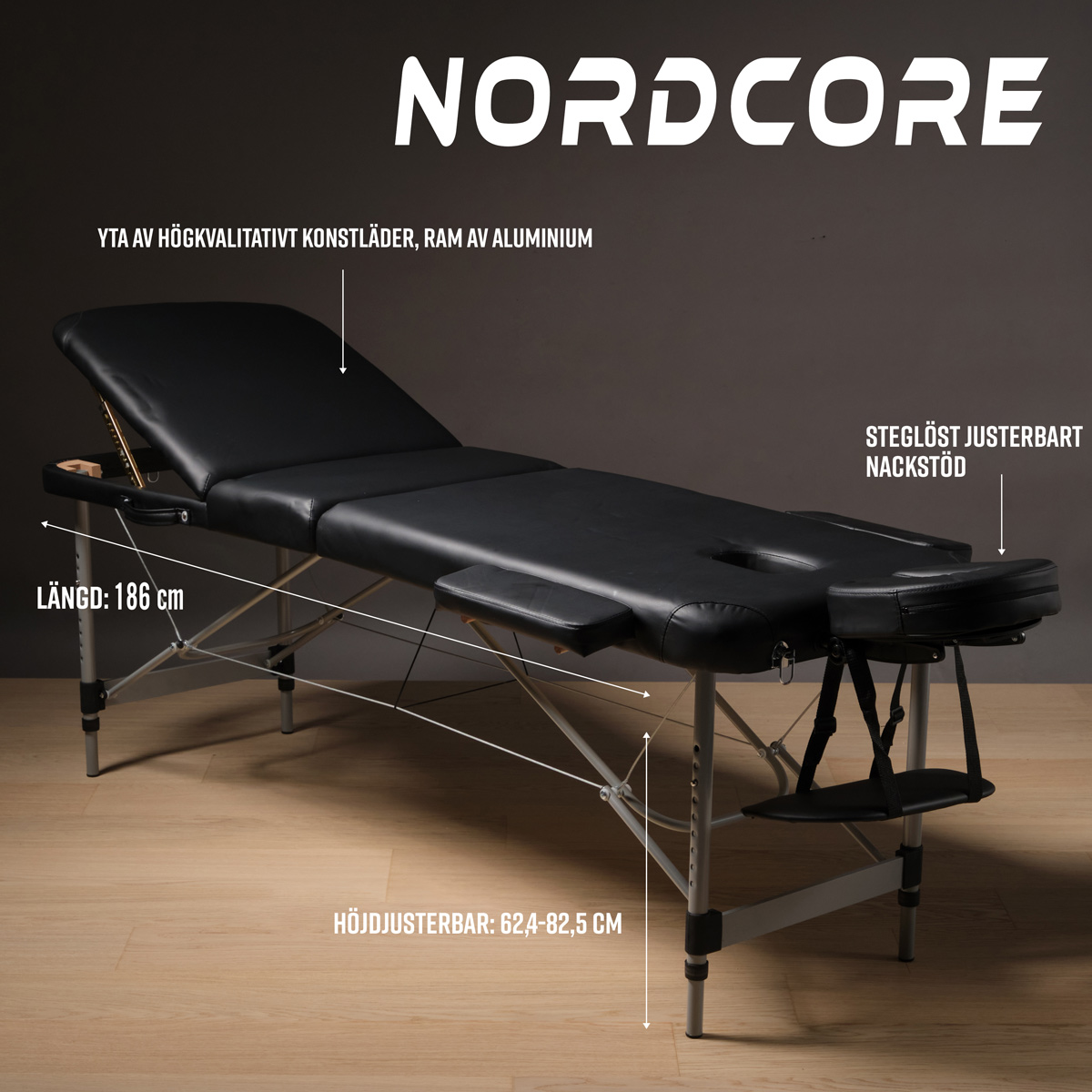 Nordcore massagebänk Core A300, svart