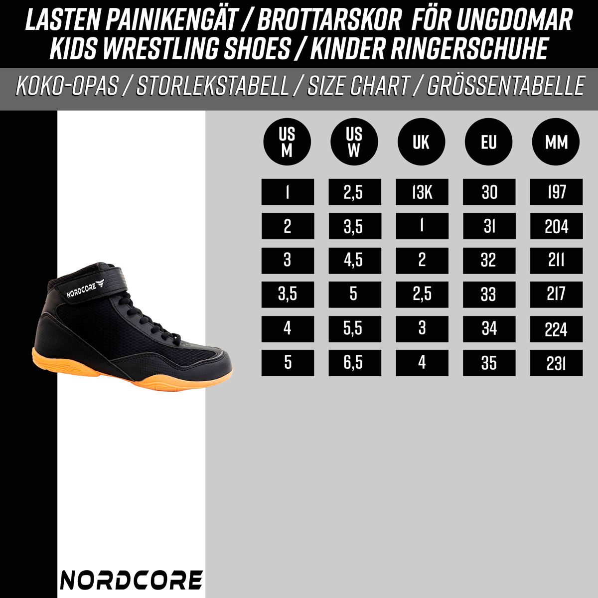 Nordcore Brottarskor Core för ungdomar