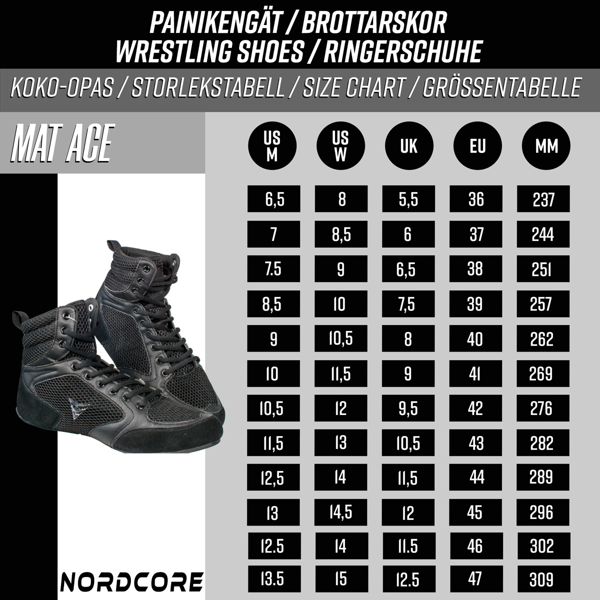 Nordcore Wrestling Shoes Core Mat Ace